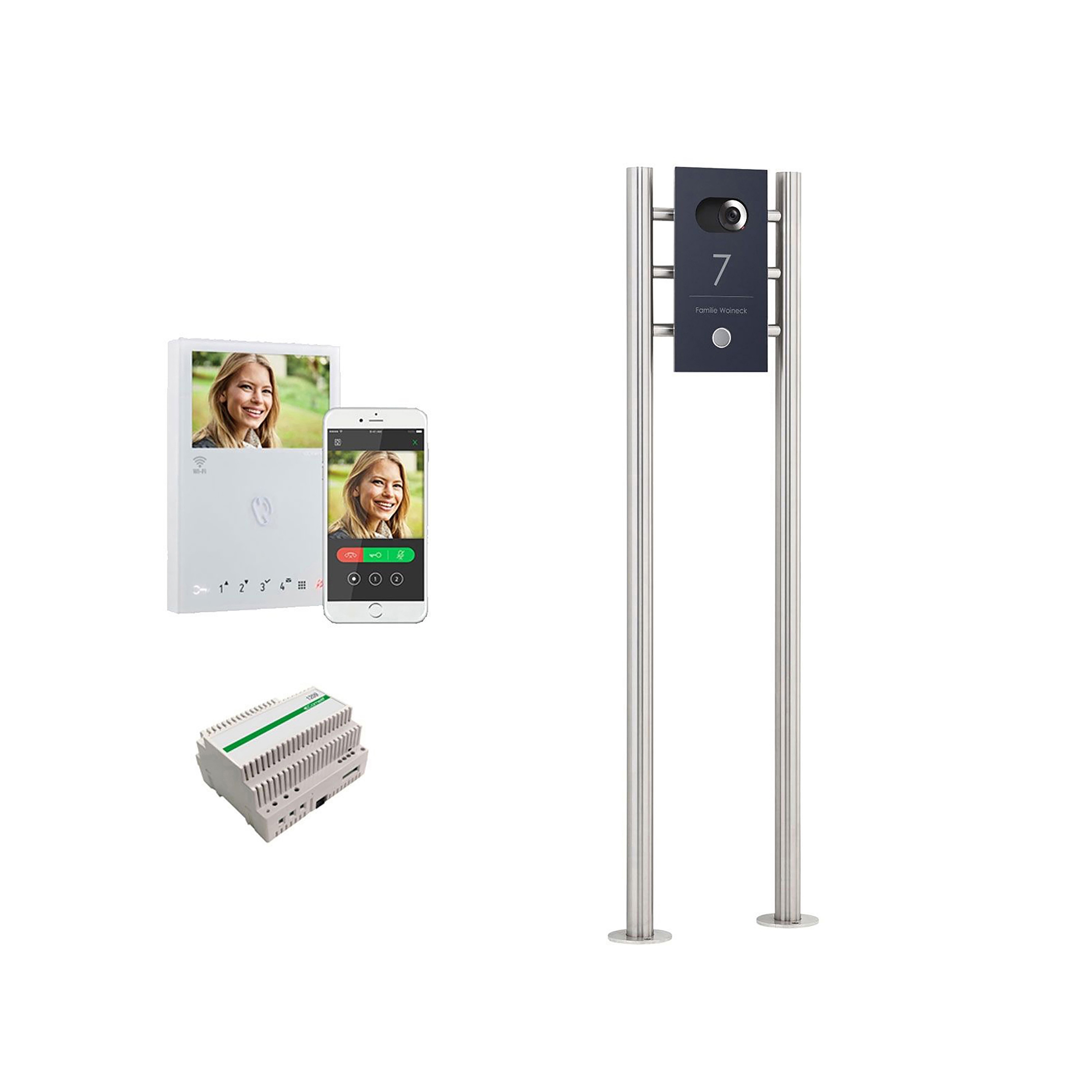 Produkt Designer | Edelstahl Video Stele DESIGNER 529S ST-R Elegance I - RAL nach Wahl - Comelit VIDEO Komplettset Wifi des Herstellers Briefkasten Manufaktur anzeigen