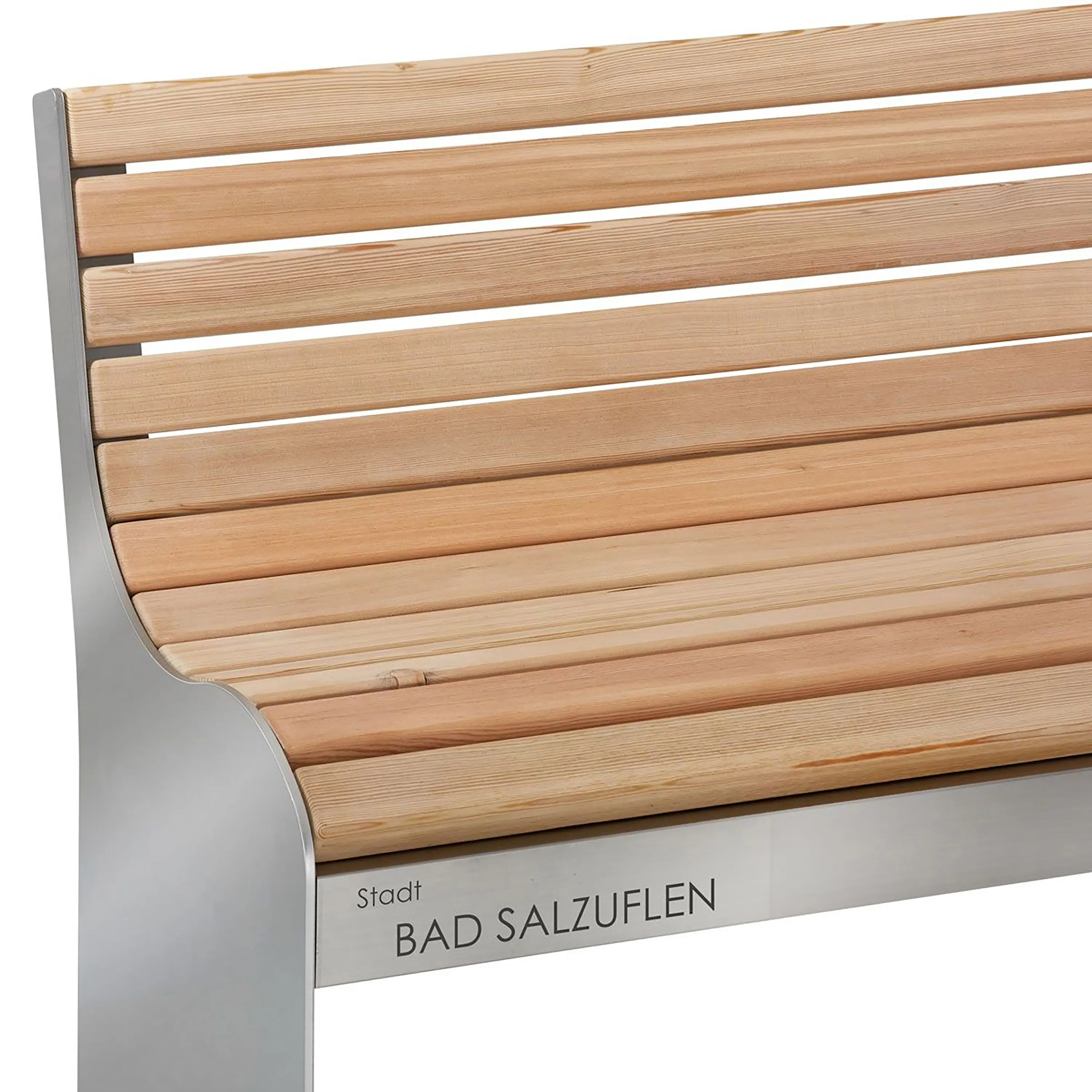 Briefkasten Manufaktur - Brockes | Design Sitzbank BROCKES - Edelstahl geschliffen - Lärche geölt