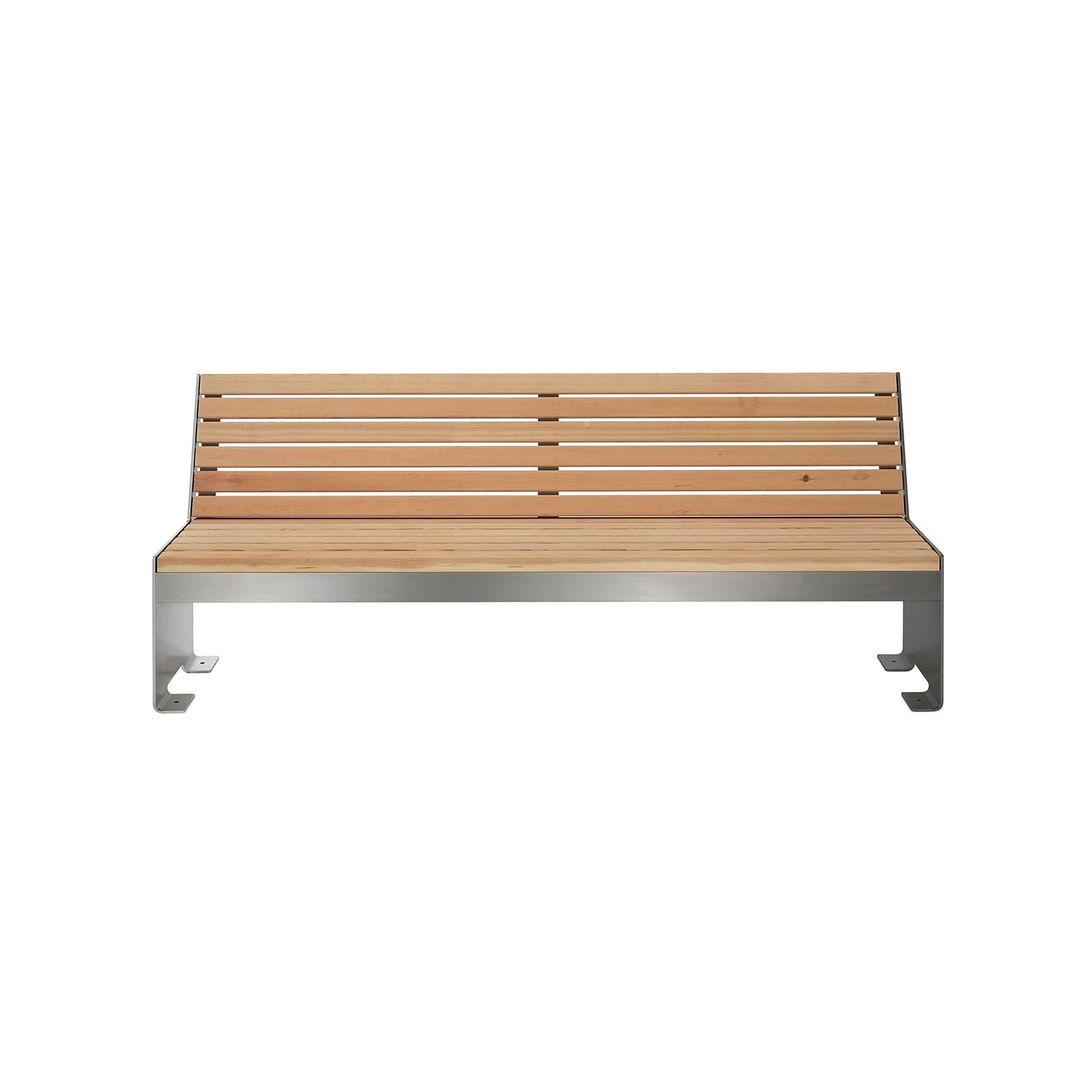 Novalis | Design Sitzbank NOVALIS mit Rückenlehne - Edelstahl - Lärche geölt 1500mm (2-Sitzer) Edelstahl, geschliffen