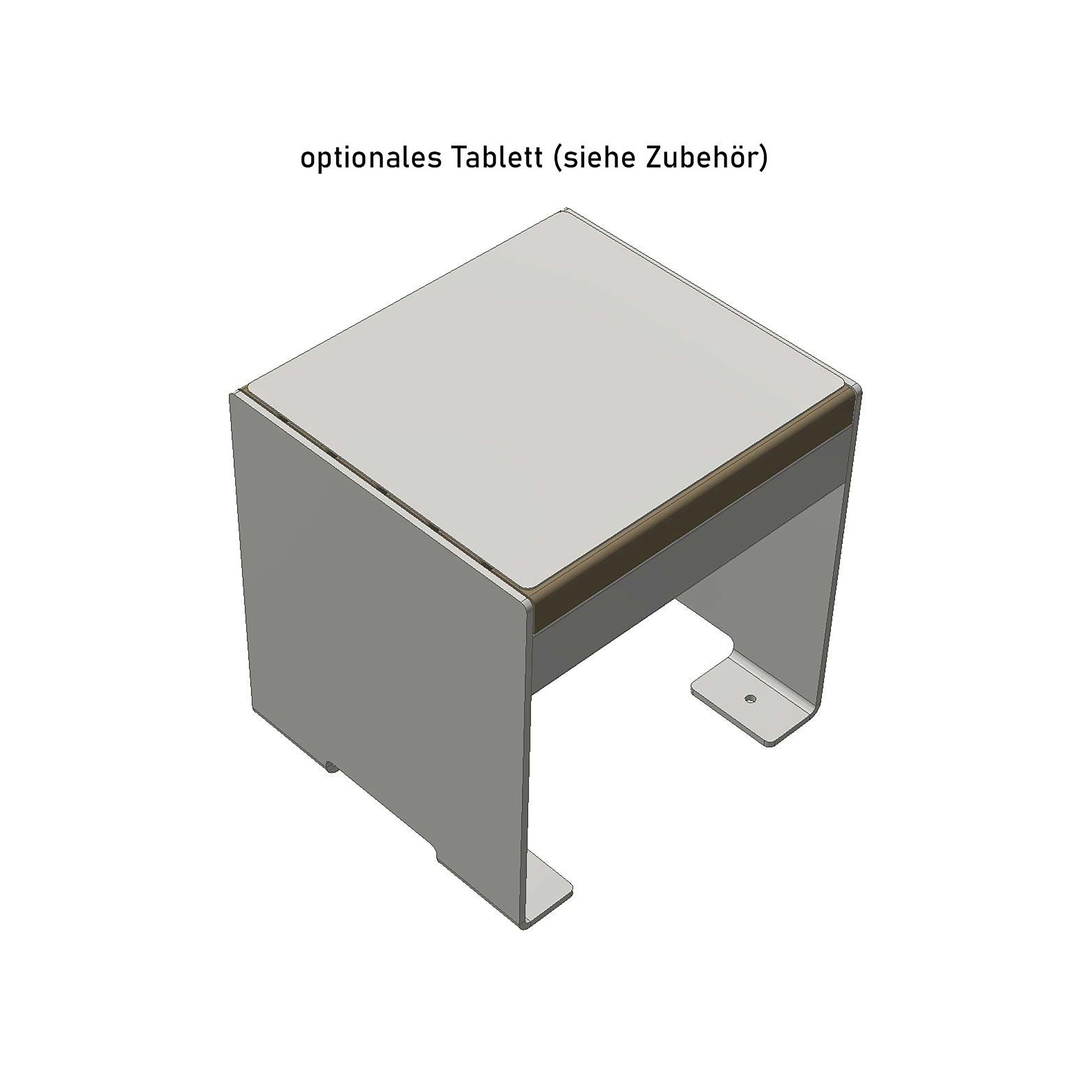 Display product Novalis | Design Hocker - Beistelltisch NOVALIS - Edelstahl - Lärche geölt Edelstahl, geschliffen from manufacturer Briefkasten Manufaktur