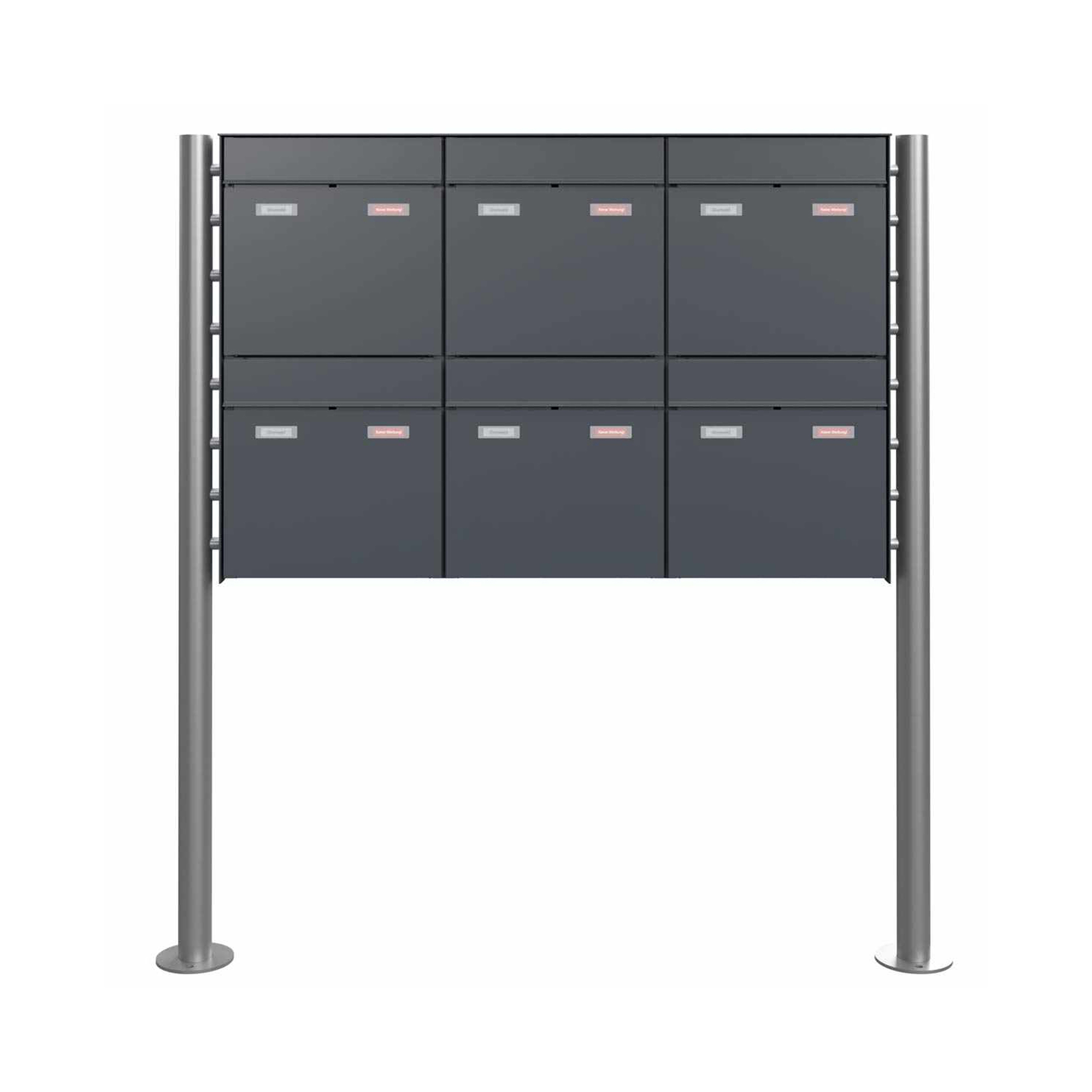 Display product Goethe | 6-part 3x2 Design pedestal letterbox GOETHE ST-R - RAL of your choice from manufacturer Briefkasten Manufaktur