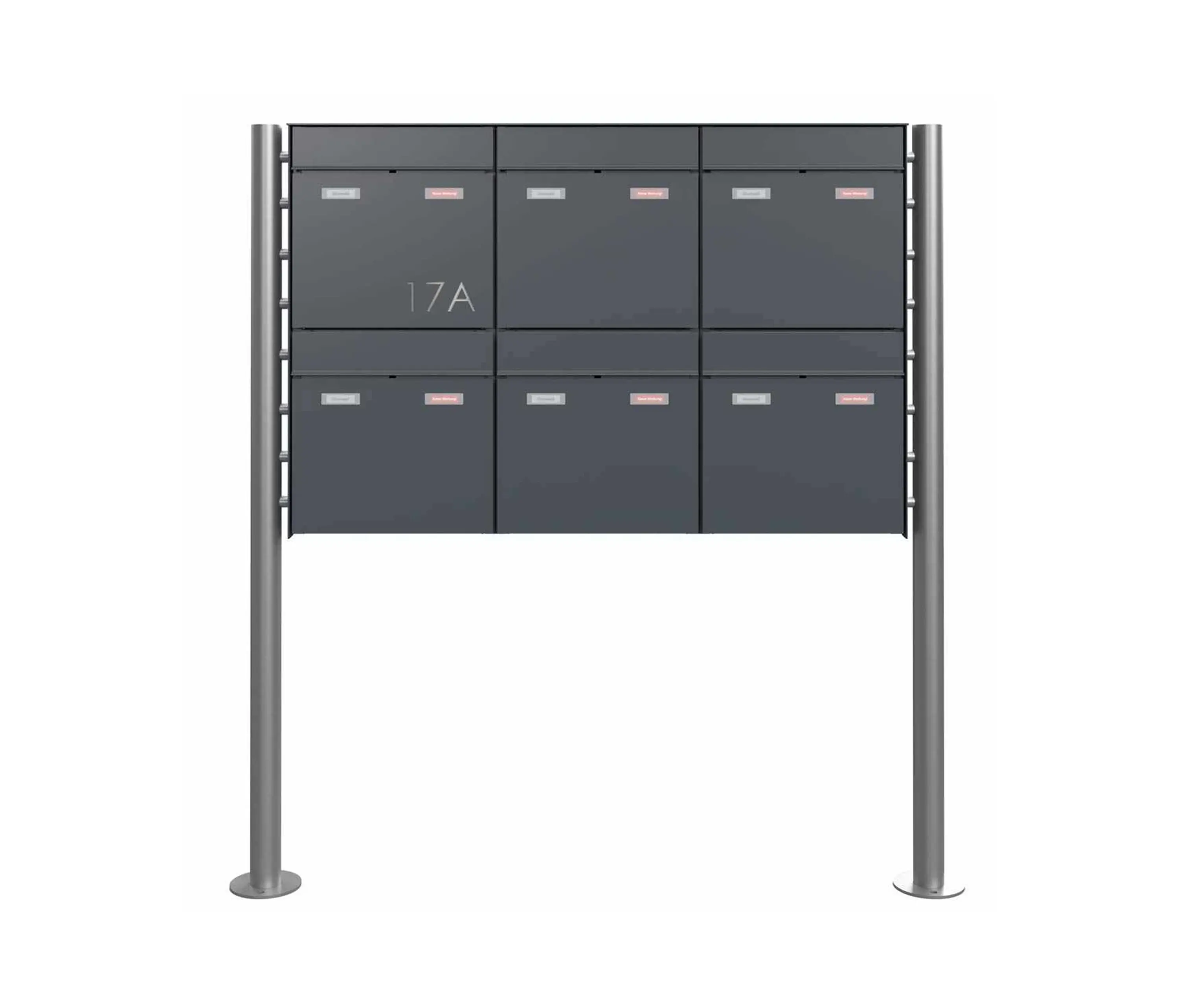 Briefkasten Manufaktur - Goethe | 6-part 3x2 Design pedestal letterbox GOETHE ST-R - RAL of your choice