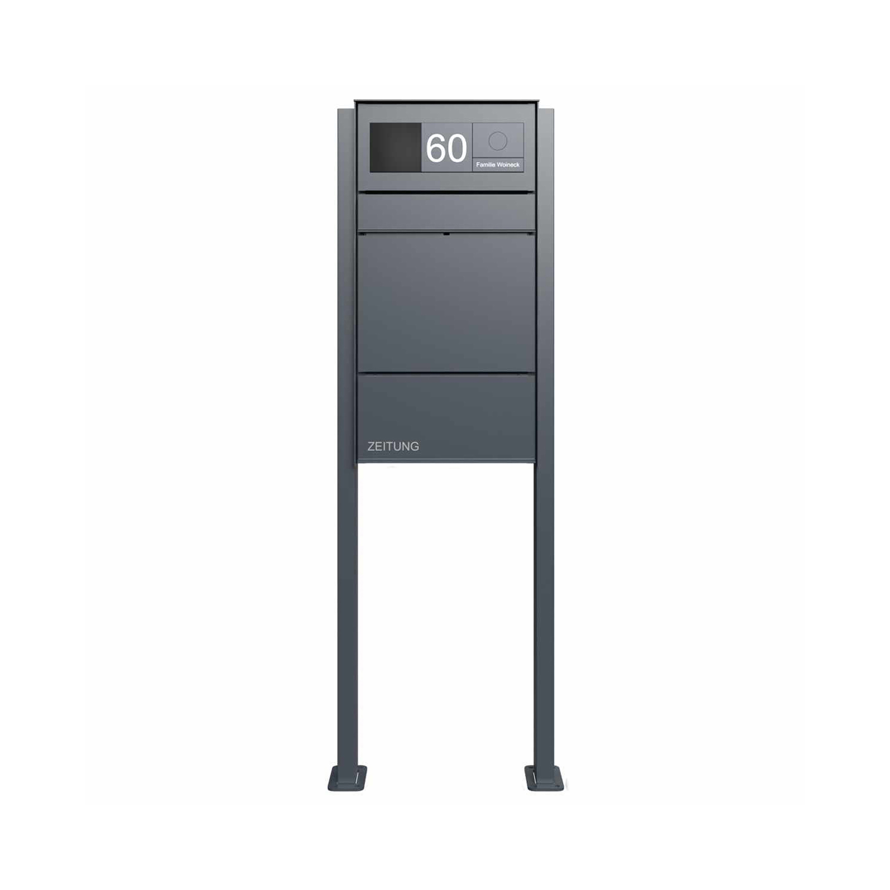 Mostrar el producto Goethe | Design pedestal letterbox GOETHE ST-Q - newspaper compartment - RAL colour - GIRA System 106 - VIDEO complete set del fabricante Briefkasten Manufaktur