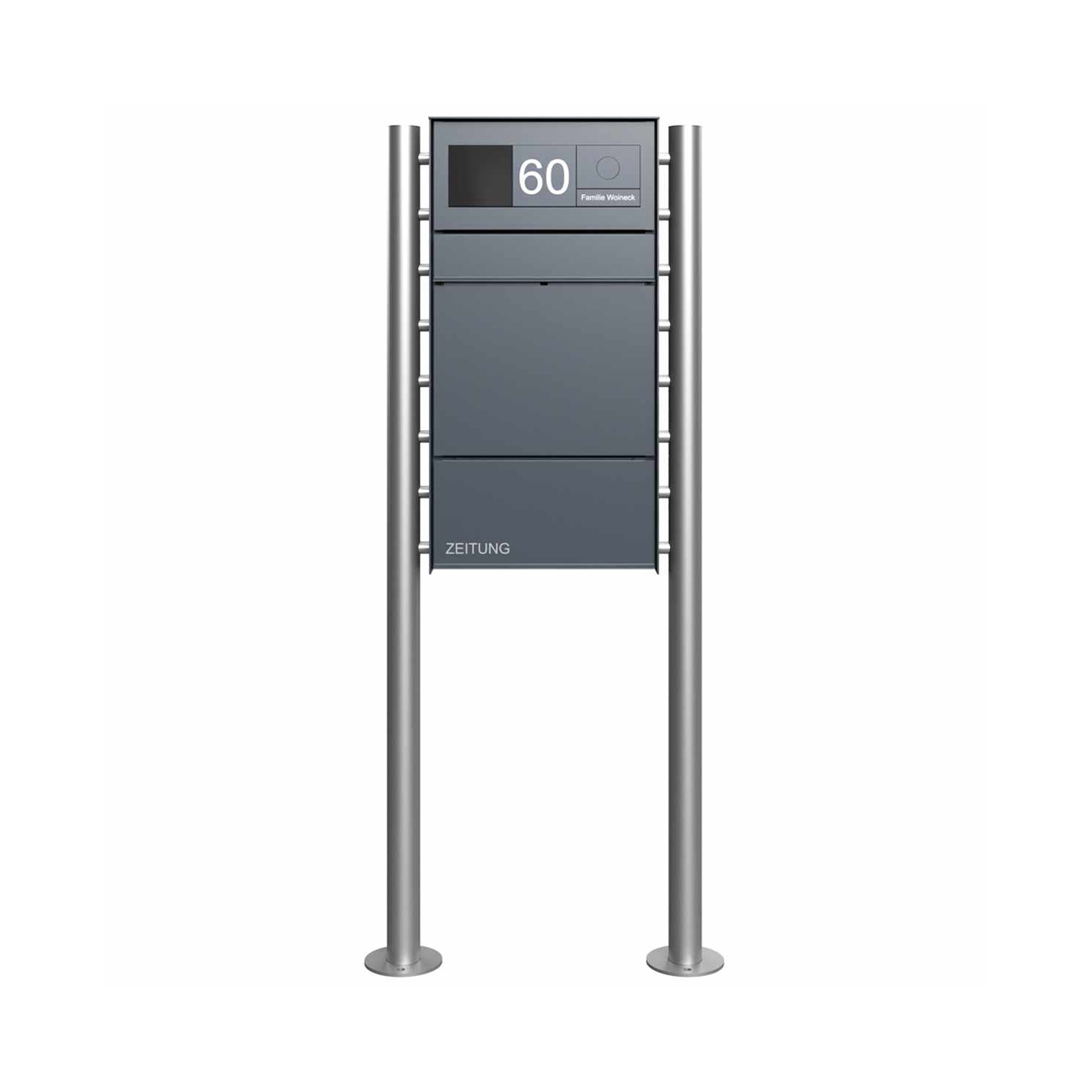Display product Goethe | Design letterbox GOETHE ST-R - newspaper compartment - RAL colour - GIRA System 106 - VIDEO complete set from manufacturer Briefkasten Manufaktur