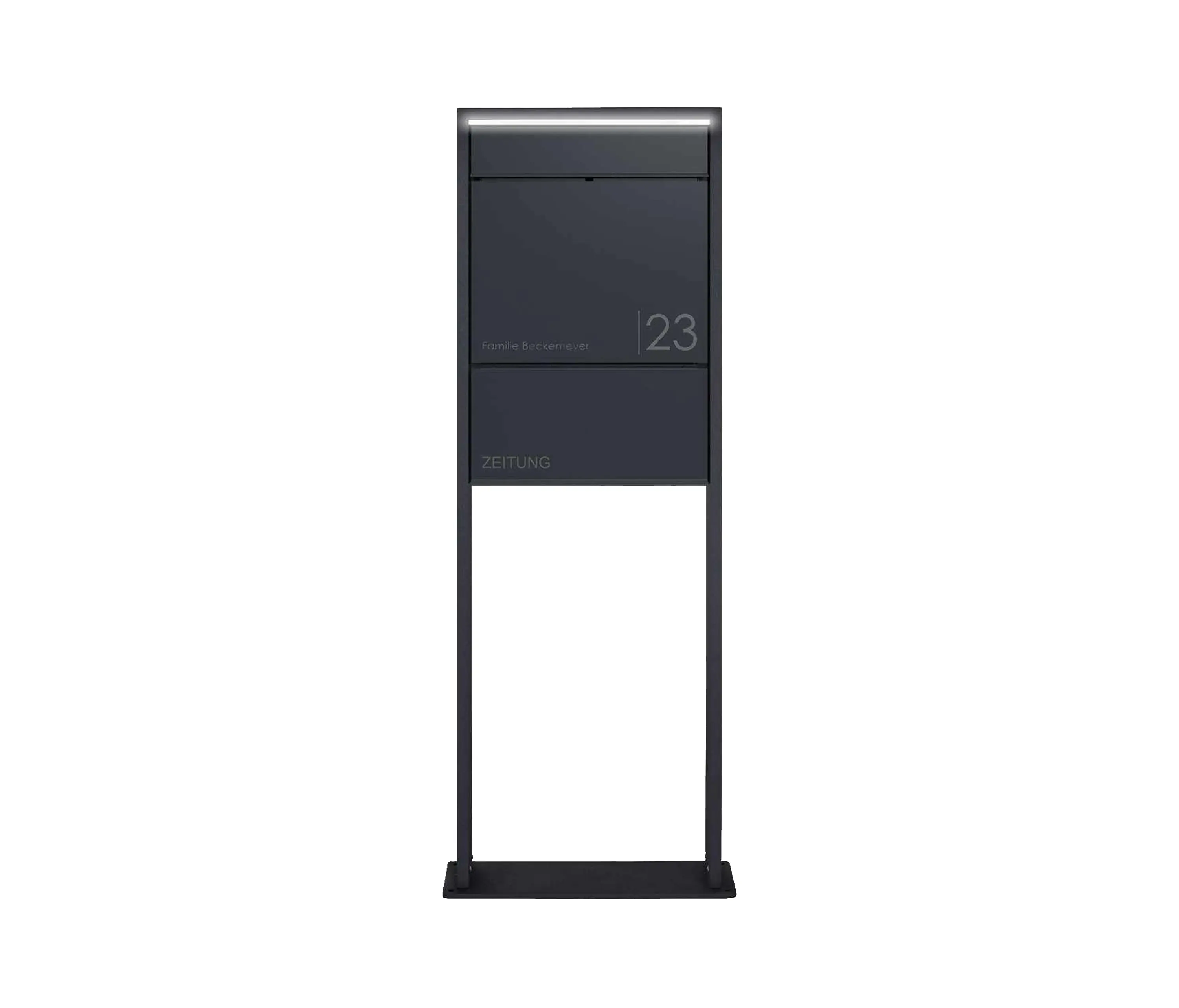 Briefkasten Manufaktur - Goethe | Design surface mount letterbox GOETHE LIB with newspaper compartment - LED design element - RAL to choice