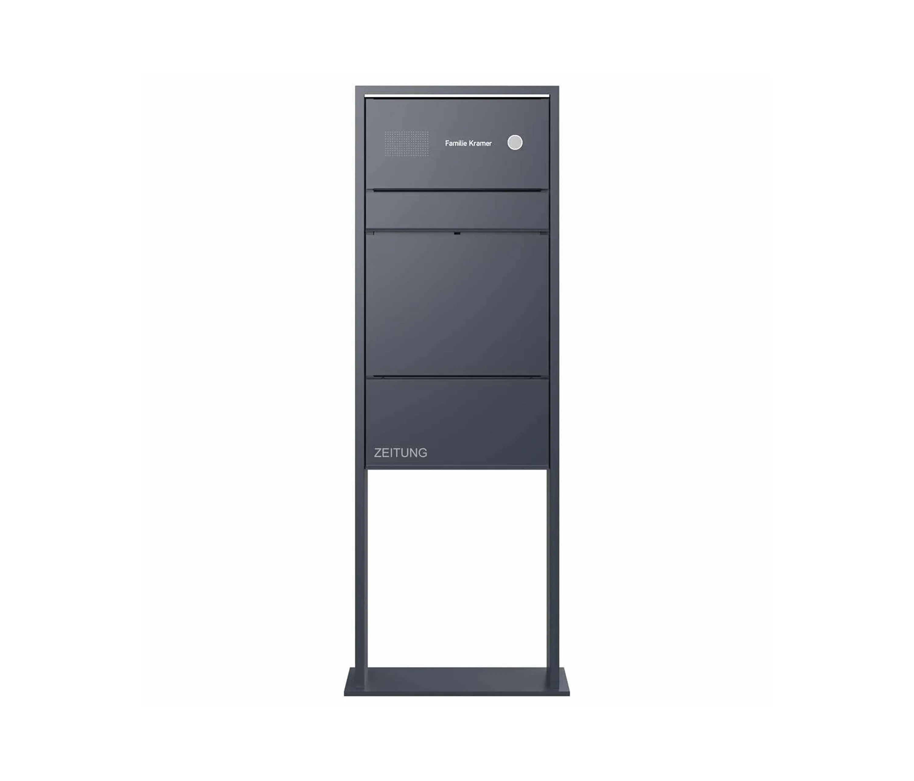 Briefkasten Manufaktur - Goethe | Design surface mount letterbox GOETHE LIB with bell box & newspaper compartment - LED design element - RAL colour