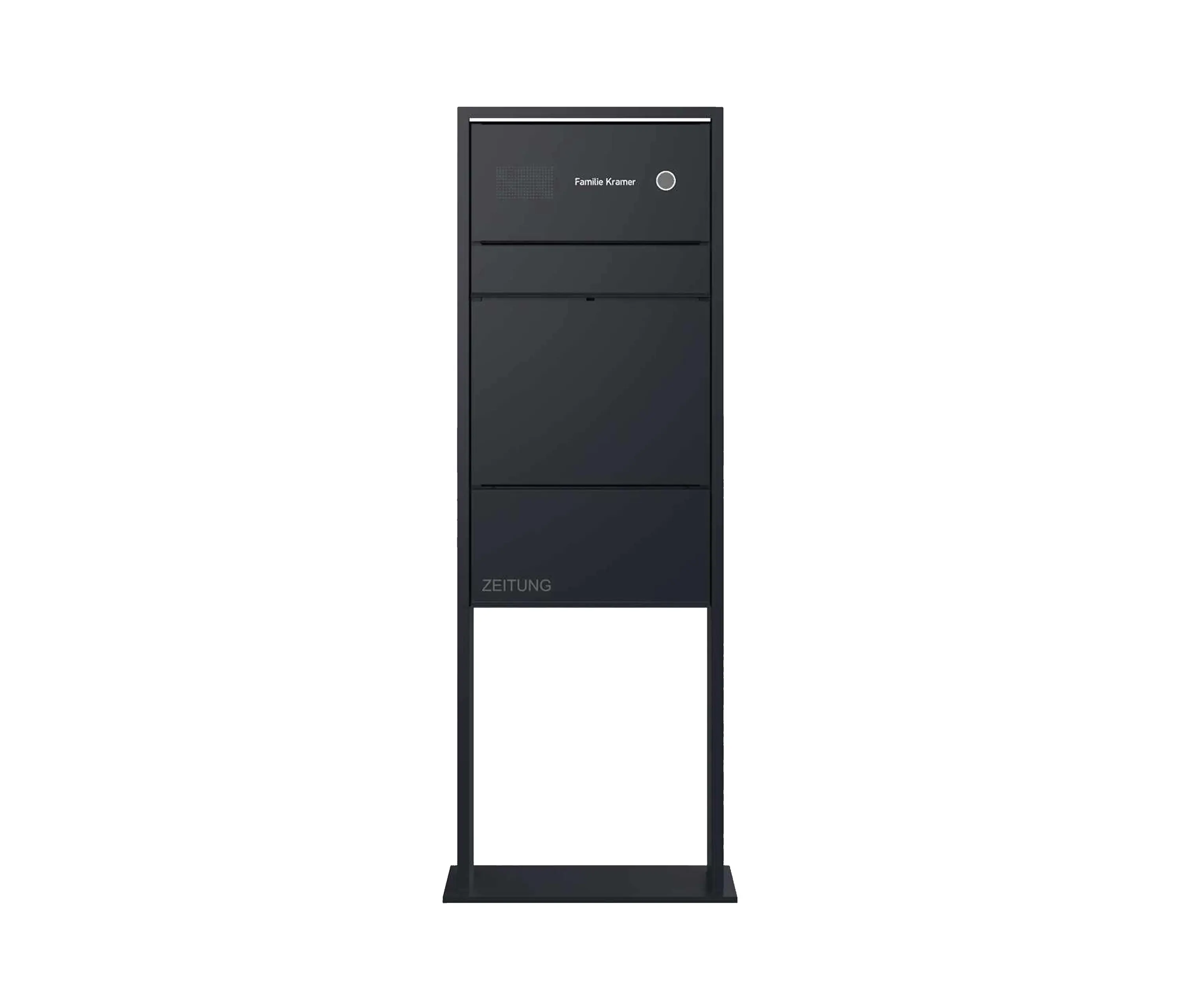 Briefkasten Manufaktur - Goethe | Design surface mount letterbox GOETHE LIB with bell box & newspaper compartment - LED design element - RAL colour