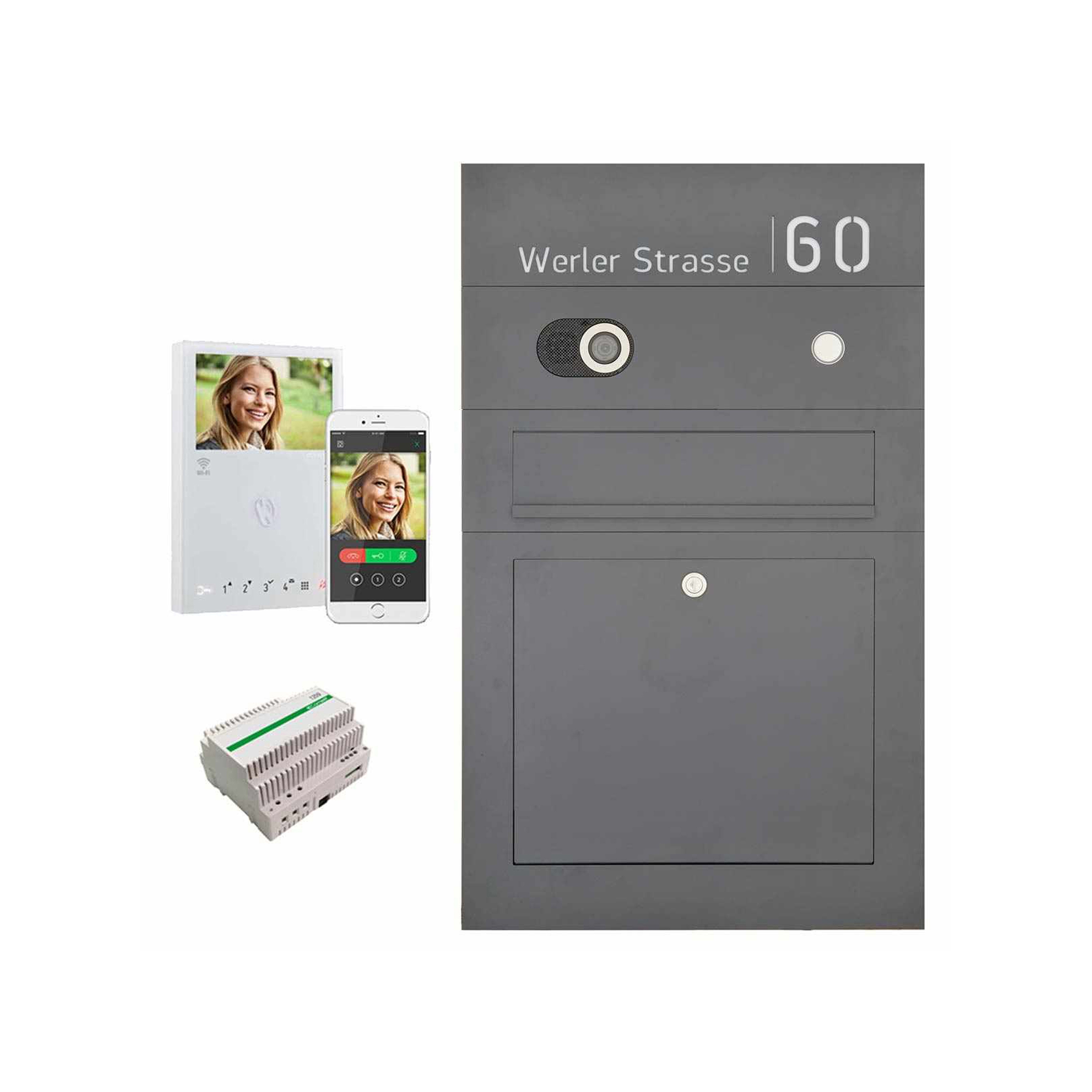 Mostrar el producto Division | Stainless steel letterbox Division BIG - RAL as desired - Comelit Switch VIDEO complete set Wifi - 2-wire flush-mounted variant 100mm del fabricante Briefkasten Manufaktur