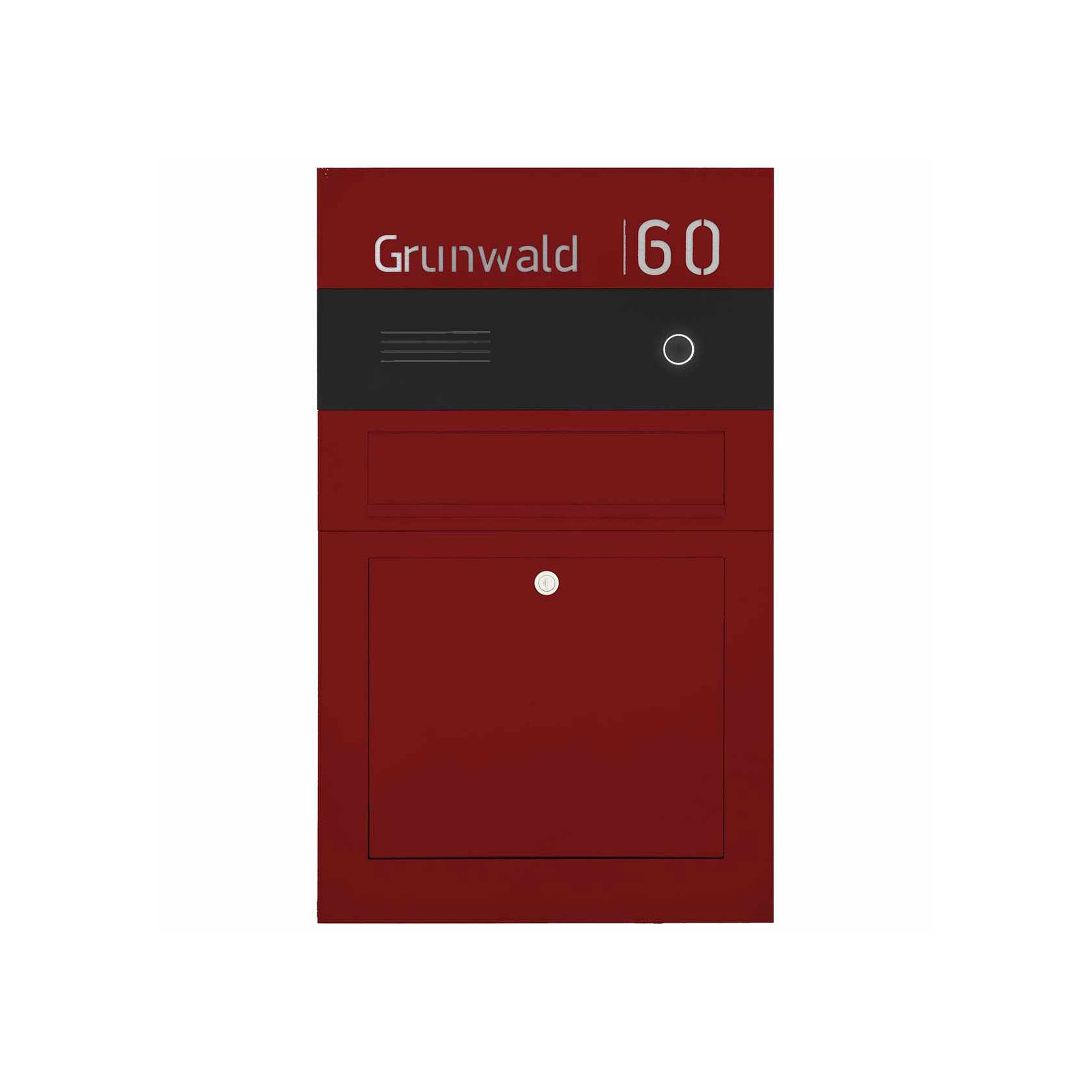 Division | Stainless steel letterbox Division BIG - BI-Color Edition - Bell intercom - House number flush-mounted variant 100mm