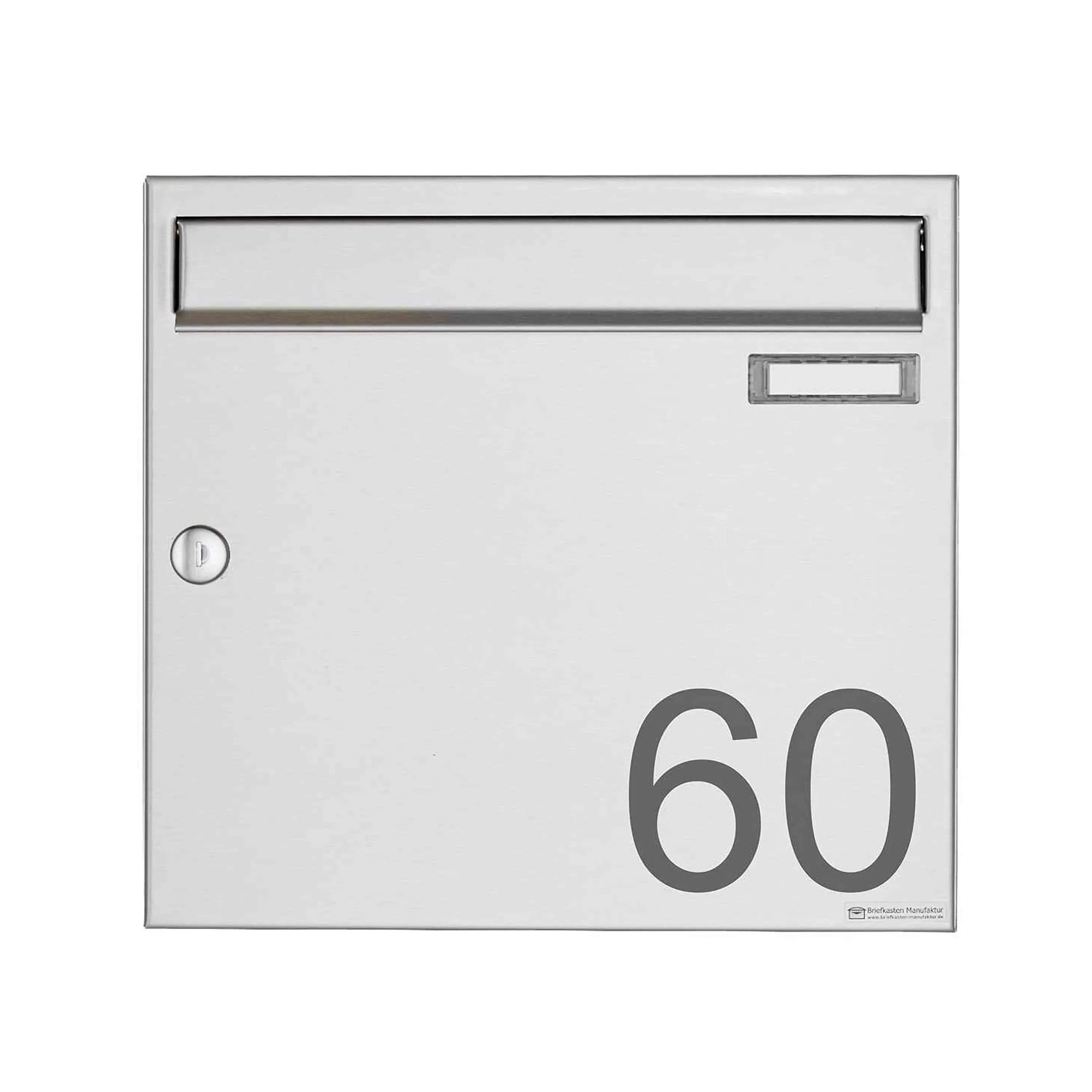 Briefkasten Manufaktur - 1er Standbriefkasten Design BASIC Plus 381X ST-R with bell box & newspaper compartment closed - V2A 100mm depth