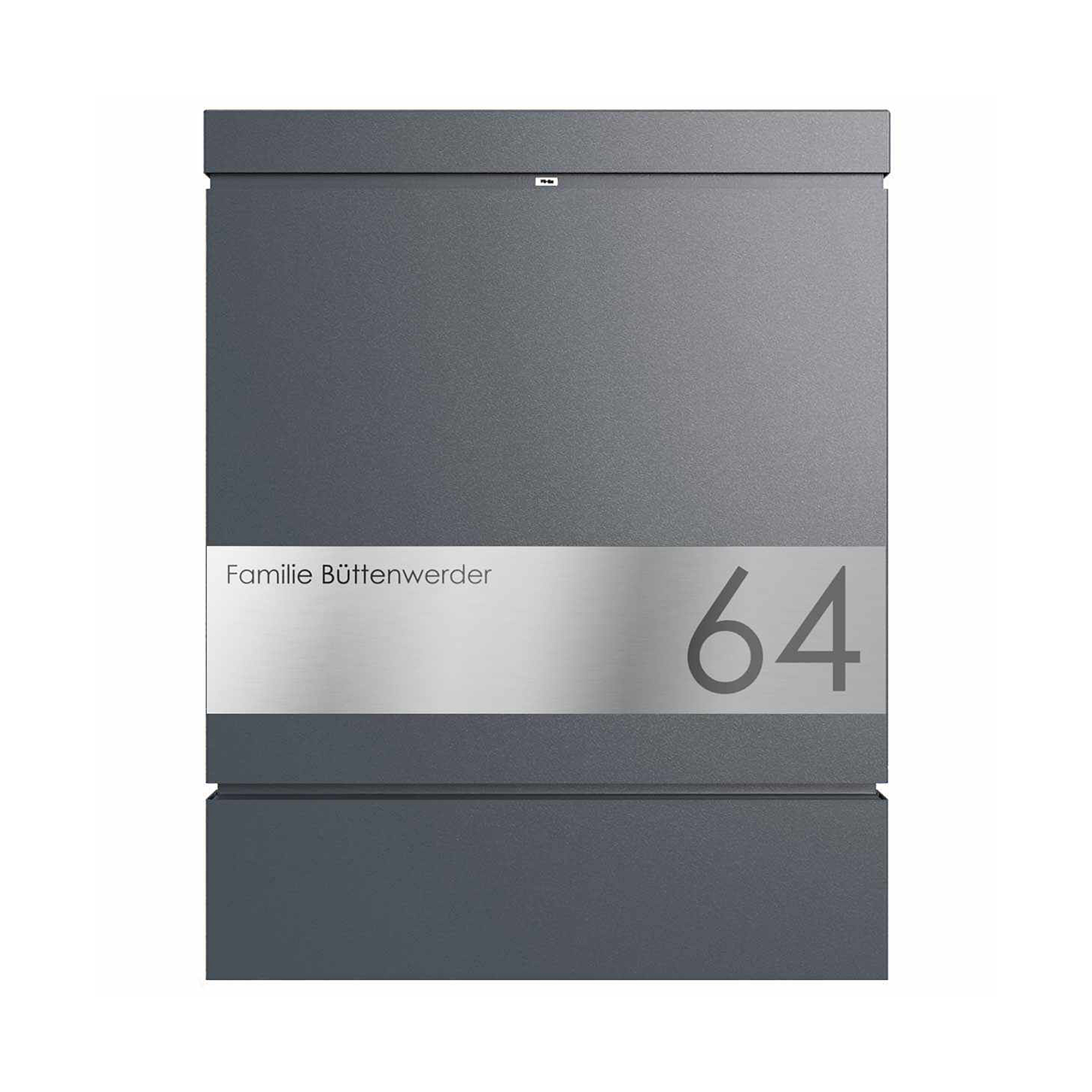 Display product BRENTANO letterbox - Design Elegance 3 - RAL 7016 anthracite grey from manufacturer Briefkasten Manufaktur