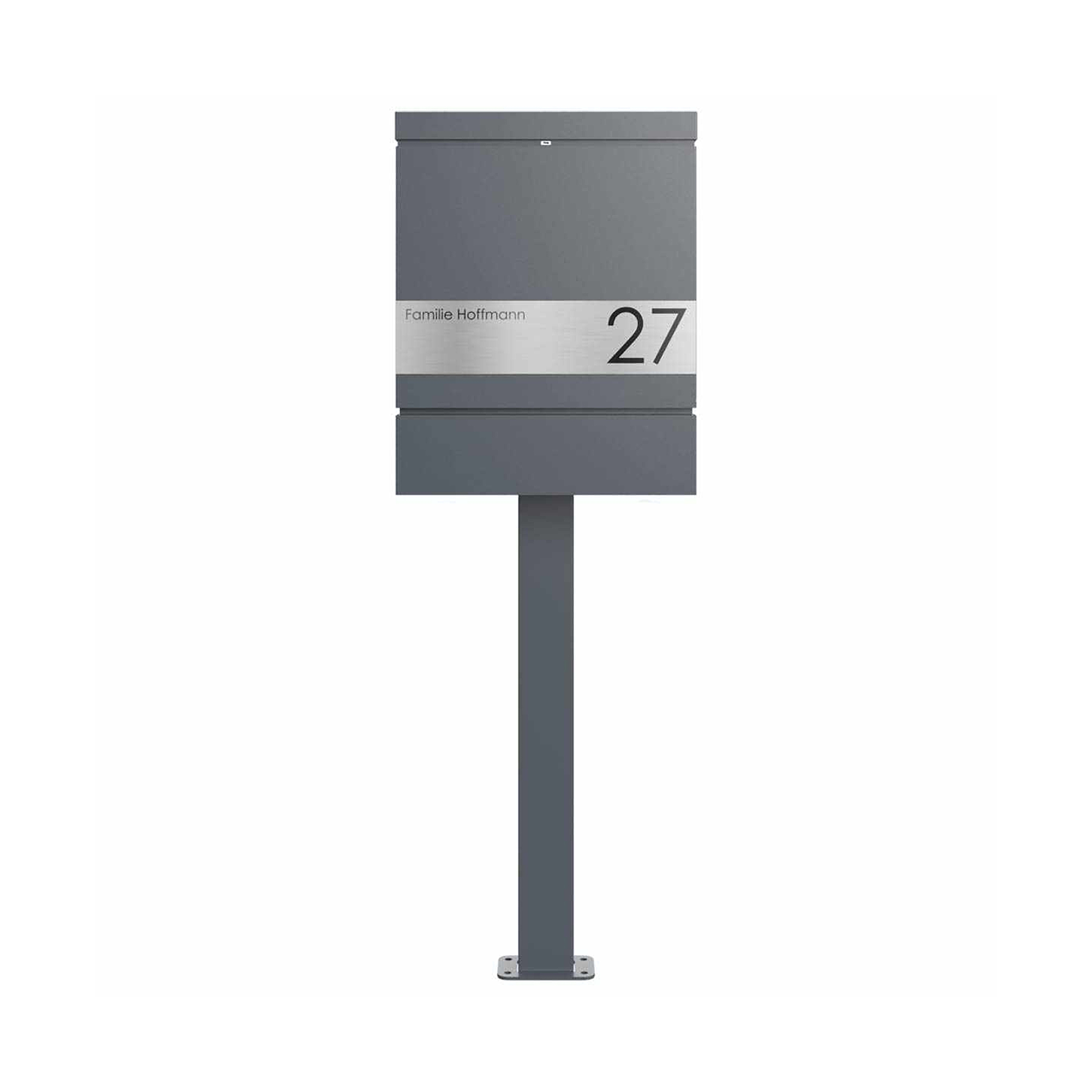 Display product BRENTANO ST-BP design letterbox with newspaper compartment - RAL 7016 anthracite grey from manufacturer Briefkasten Manufaktur