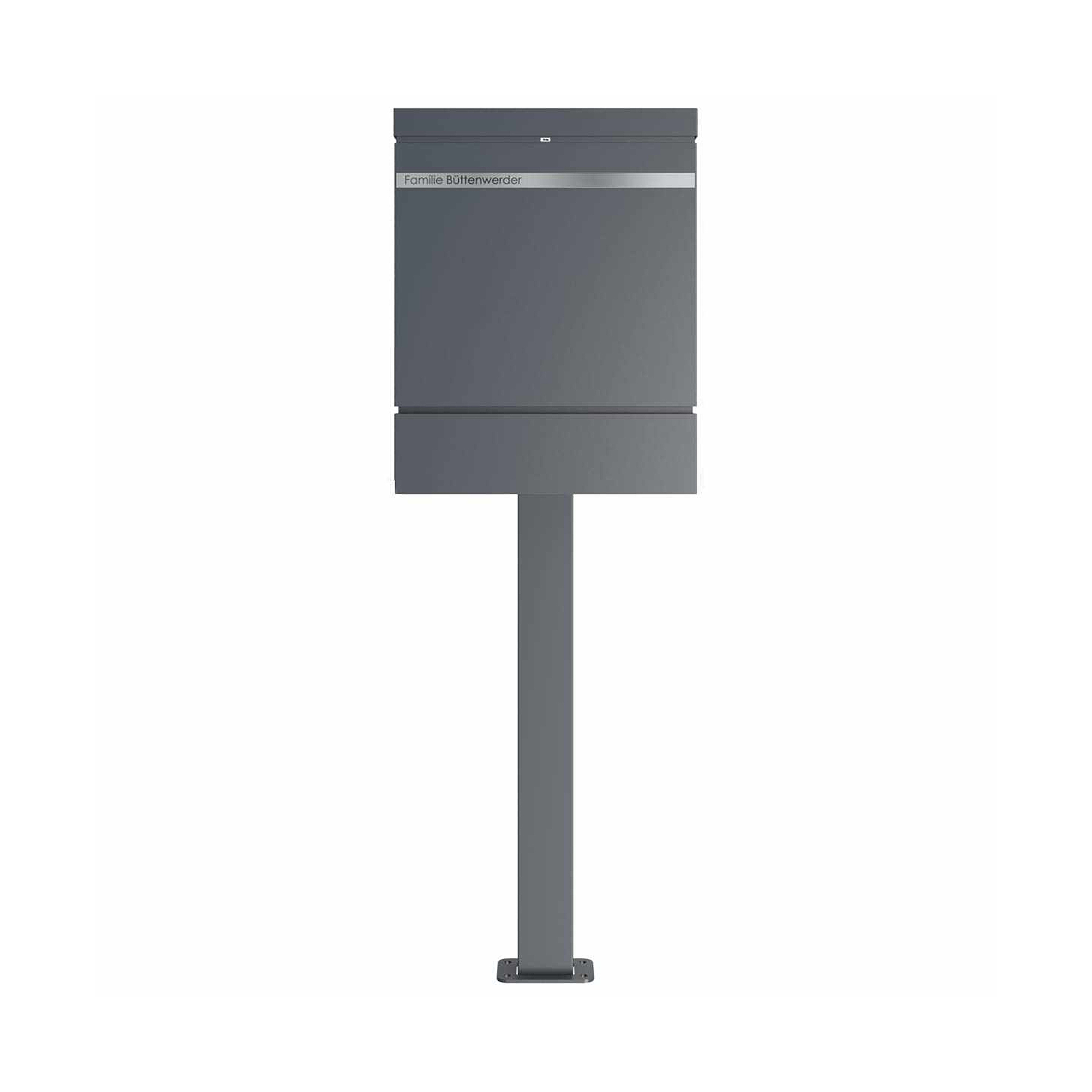Display product BRENTANO ST-BP design letterbox with newspaper compartment - Elegance 2 design - RAL 7016 anthracite grey from manufacturer Briefkasten Manufaktur