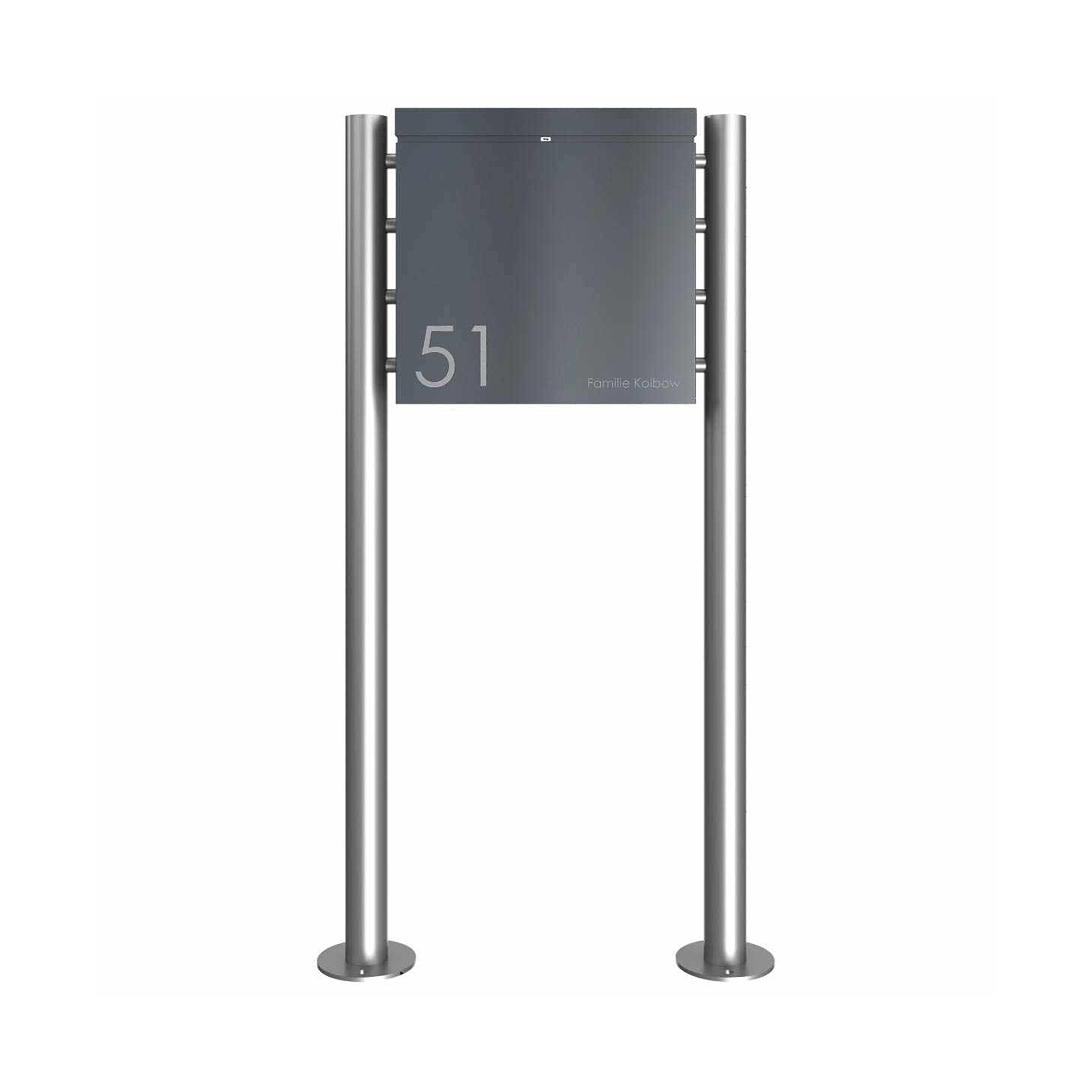 Display product Design letterbox BRENTANO ST-BP with newspaper compartment - Design Elegance 3 - RAL 7016 anthracite grey from manufacturer Briefkasten Manufaktur