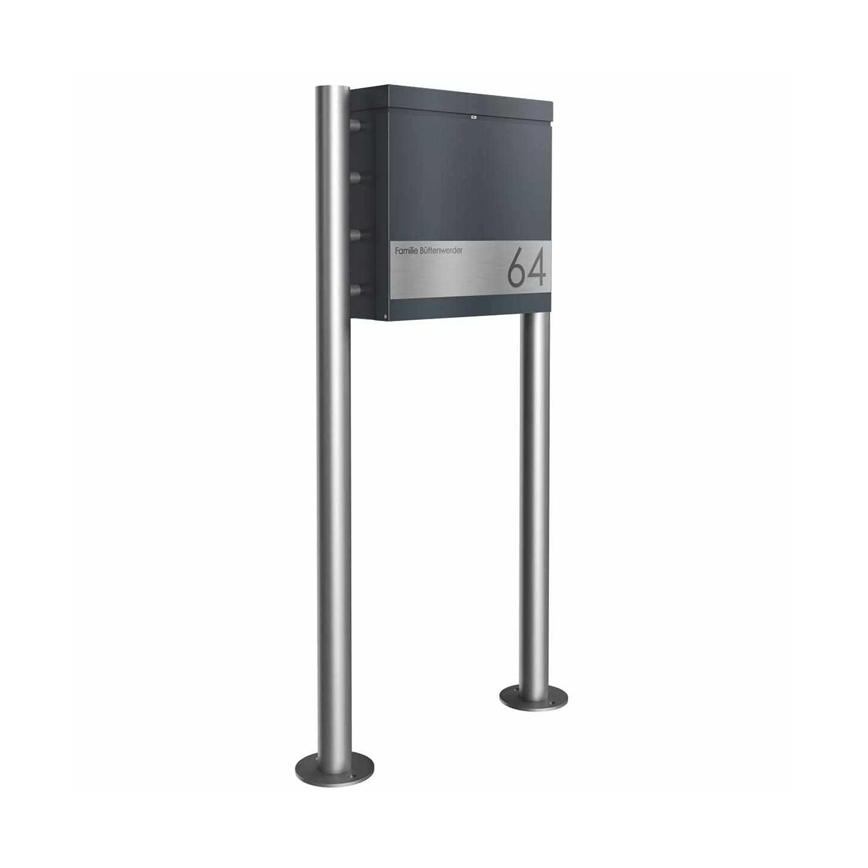 Briefkasten Manufaktur - Design Standbriefkasten BRENTANO ST-R - Design Elegance 2 - RAL 7016 anthrazitgrau