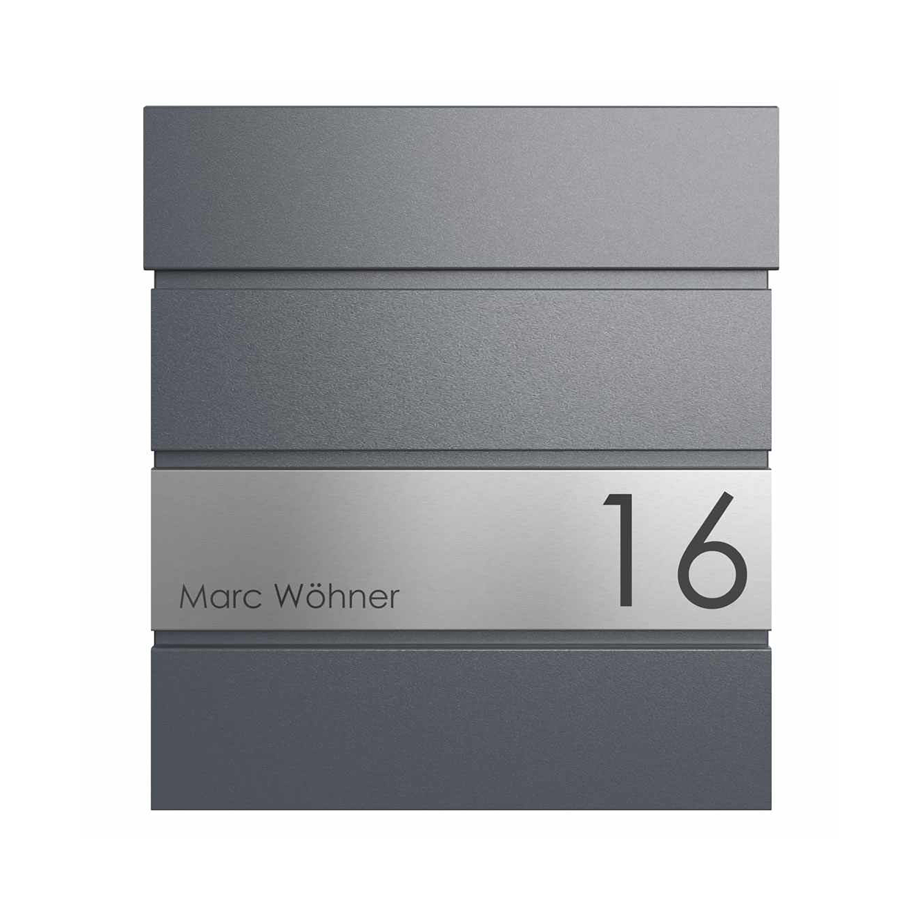 Display product KANT Edition letterbox with newspaper compartment - Elegance 1 design - RAL 7016 anthracite grey from manufacturer Briefkasten Manufaktur