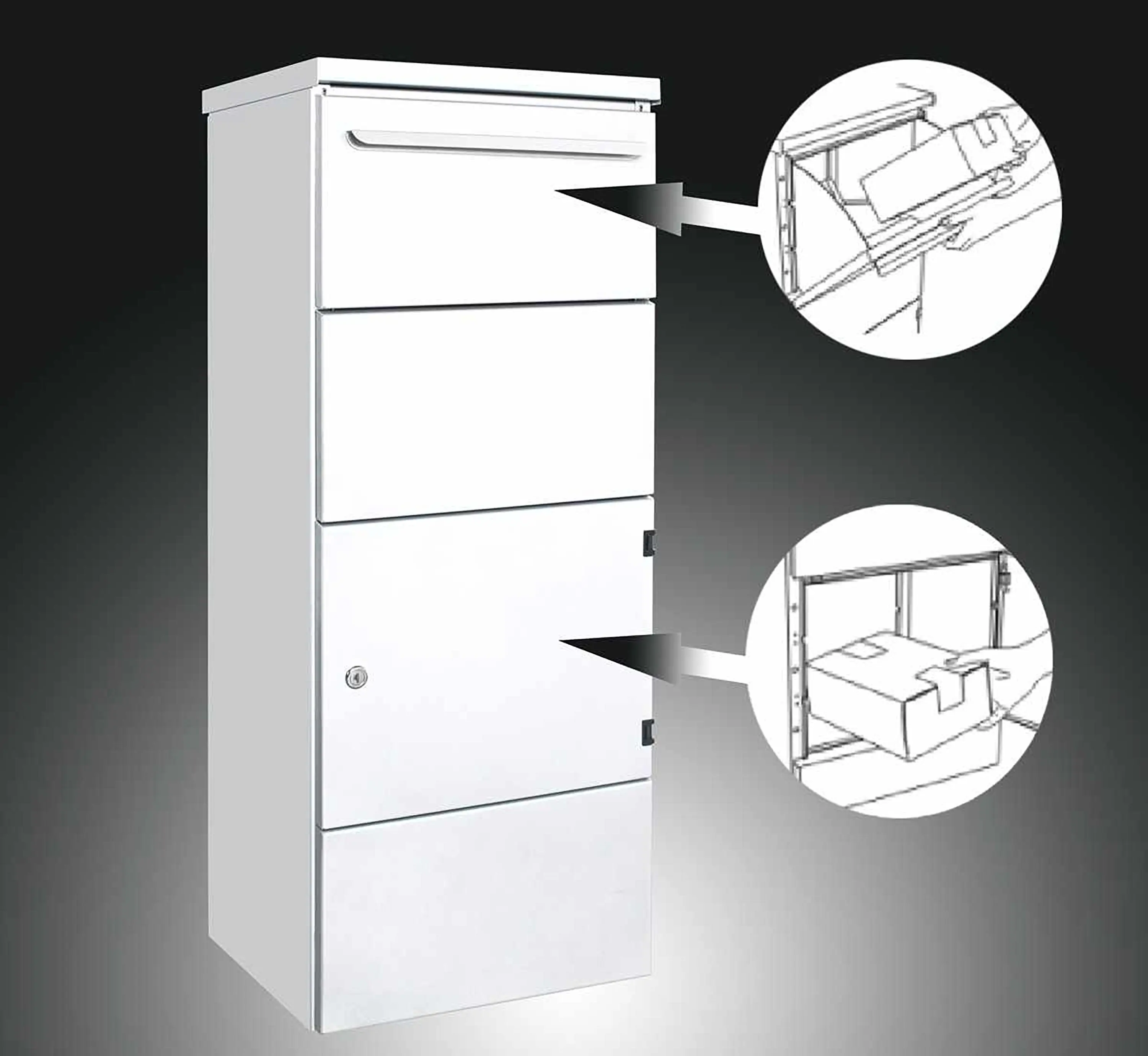 Briefkasten Manufaktur - Parcel post box free-standing BASIC 870862B ST-P with lock system - RAL of your choice - INDIVIDUAL Right