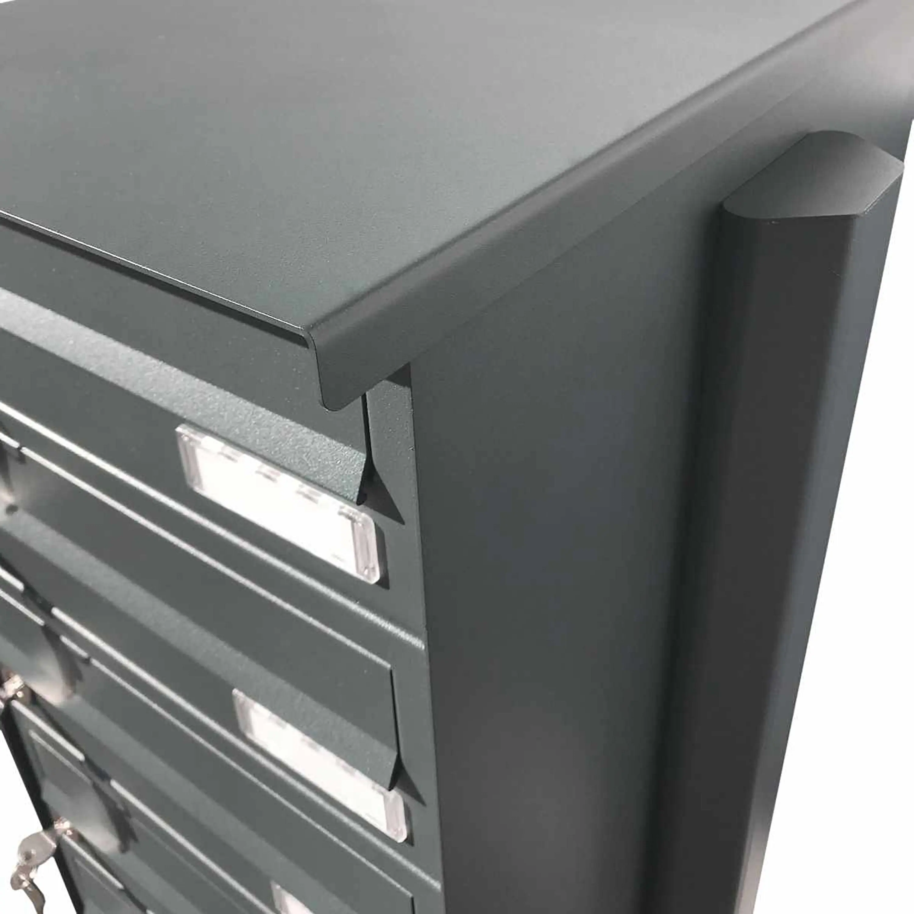 Briefkasten Manufaktur - 9-box letterbox Design BASIC Plus 385KXP ST-T with bell & intercom - camera preparation right side