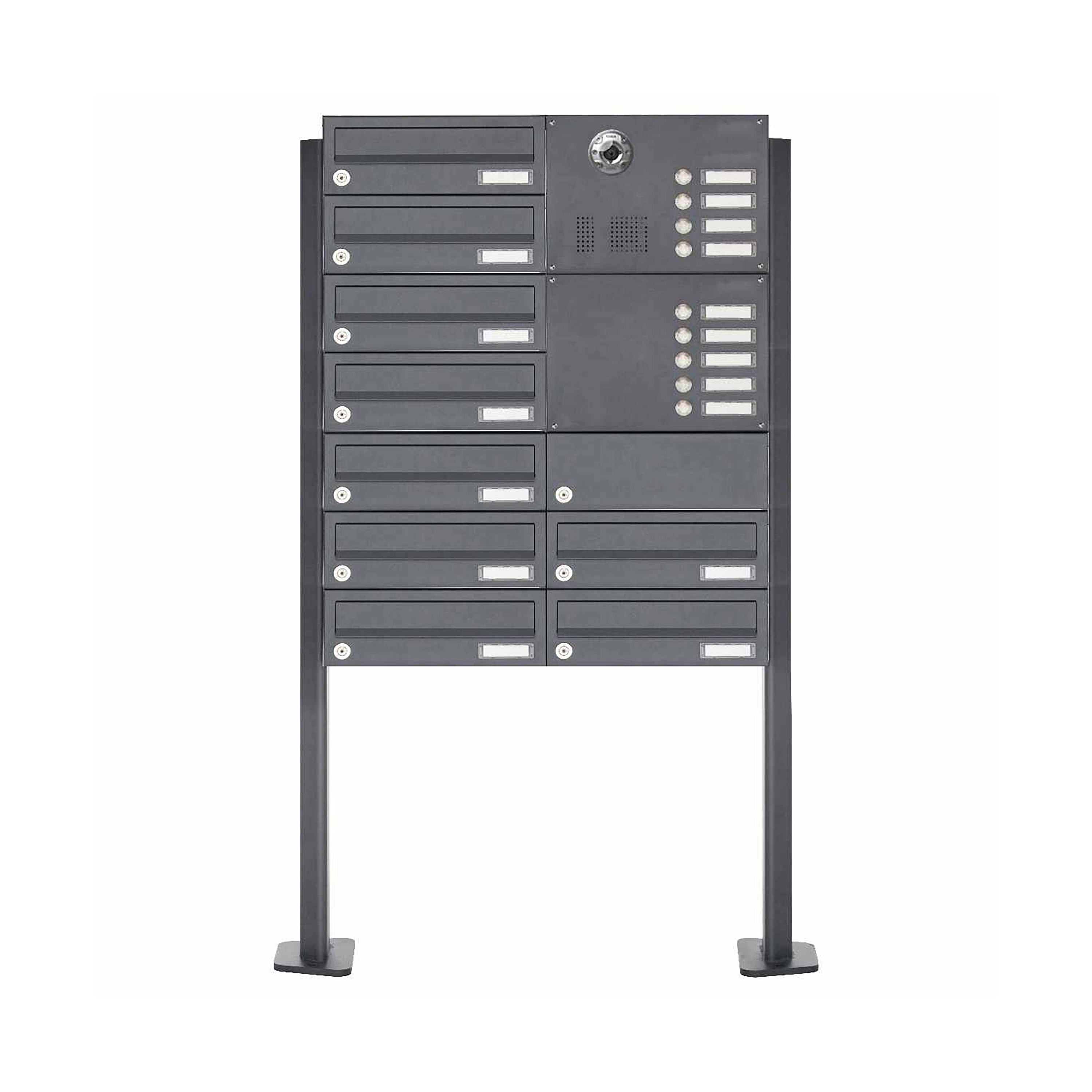 Display product 9-box letterbox Design BASIC Plus 385KXP ST-T with bell & intercom - camera preparation right side from manufacturer Briefkasten Manufaktur