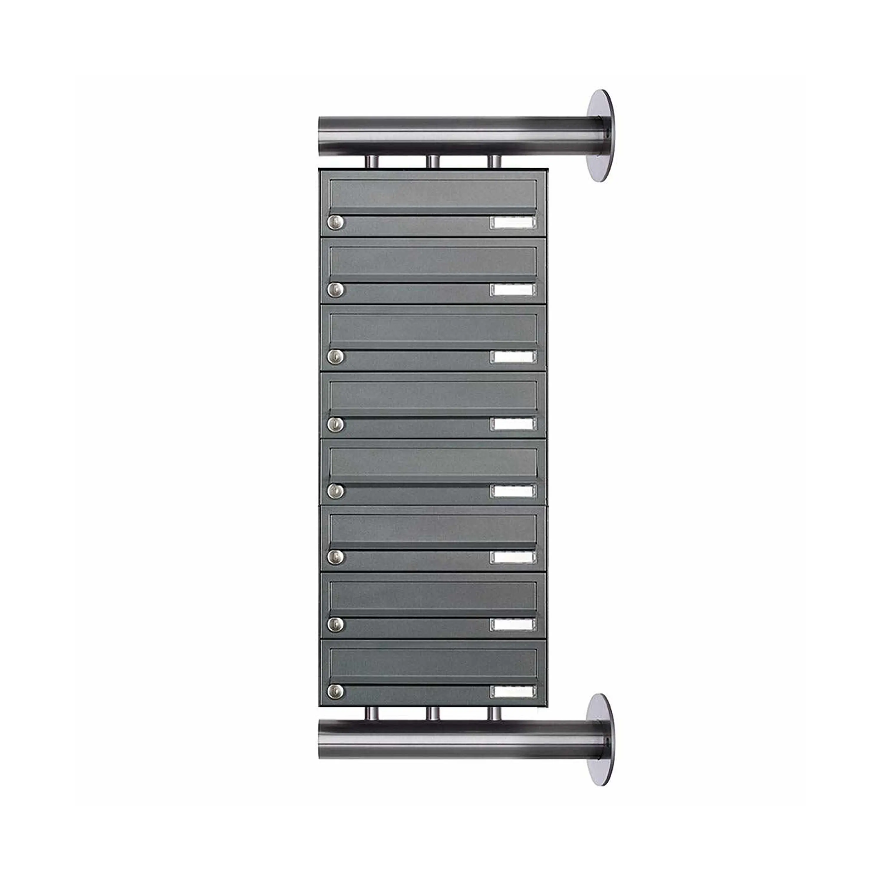 Briefkasten Manufaktur - 8-panel stainless steel letterbox system Design BASIC Plus 385XW for side wall mounting - RAL as desired