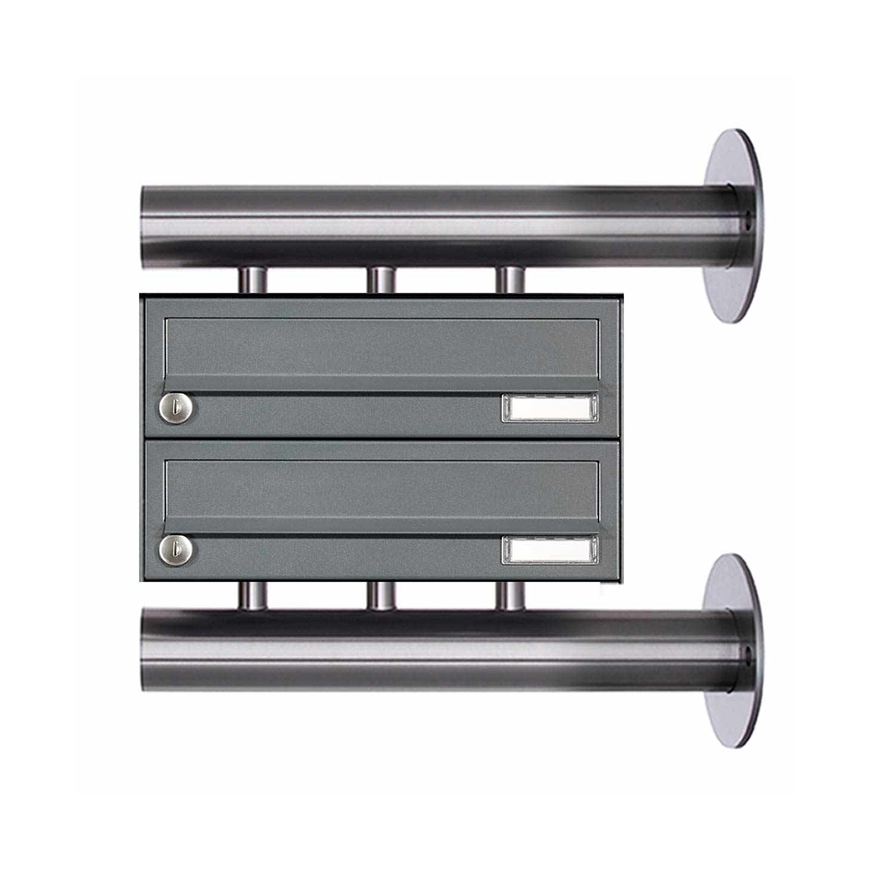 Display product 2-piece stainless steel letterbox system Design BASIC Plus 385XW for side wall mounting - RAL as desired from manufacturer Briefkasten Manufaktur