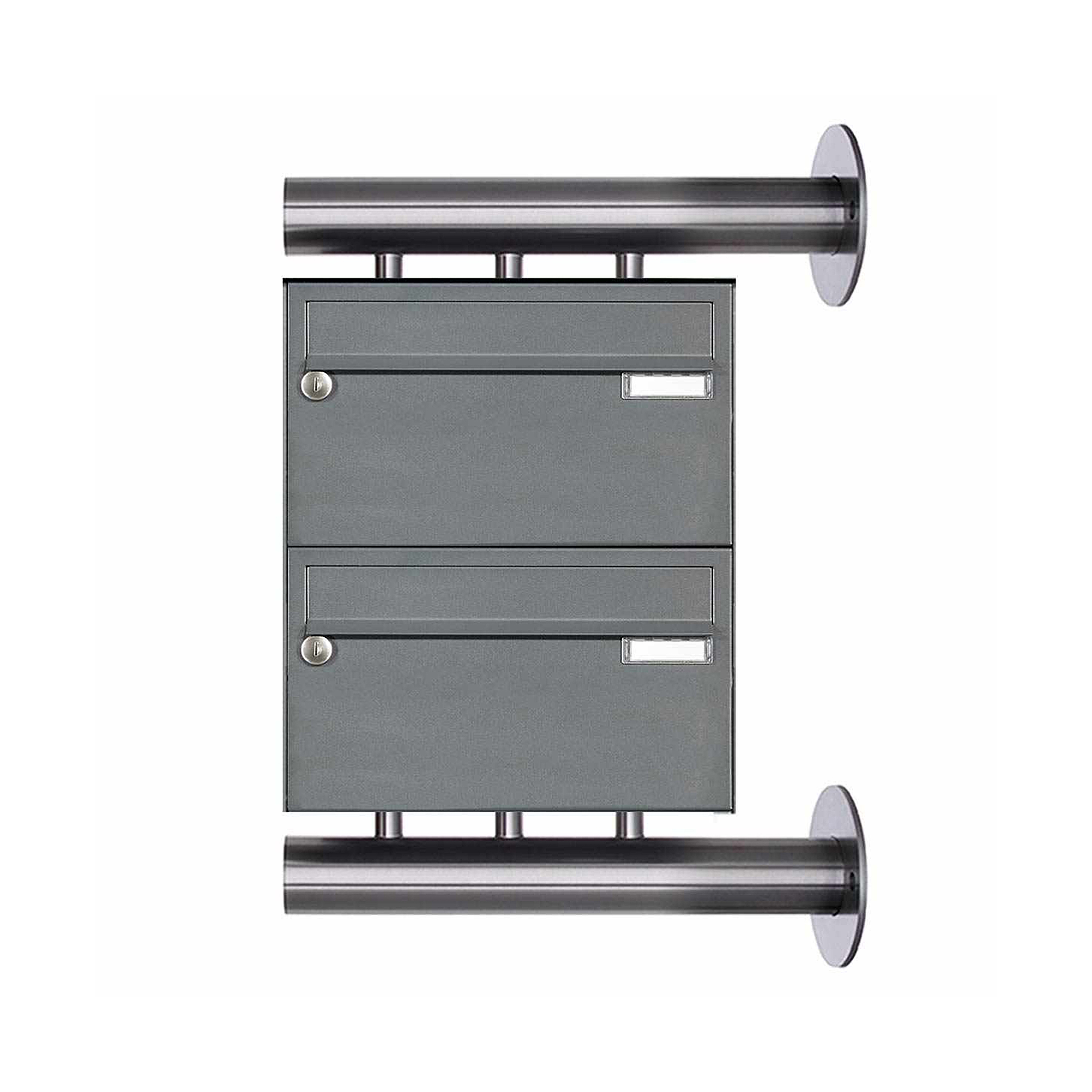 Produkt 2-piece stainless steel letterbox system Design BASIC Plus 385XW220 for side wall mounting - RAL colour des Herstellers Briefkasten Manufaktur anzeigen