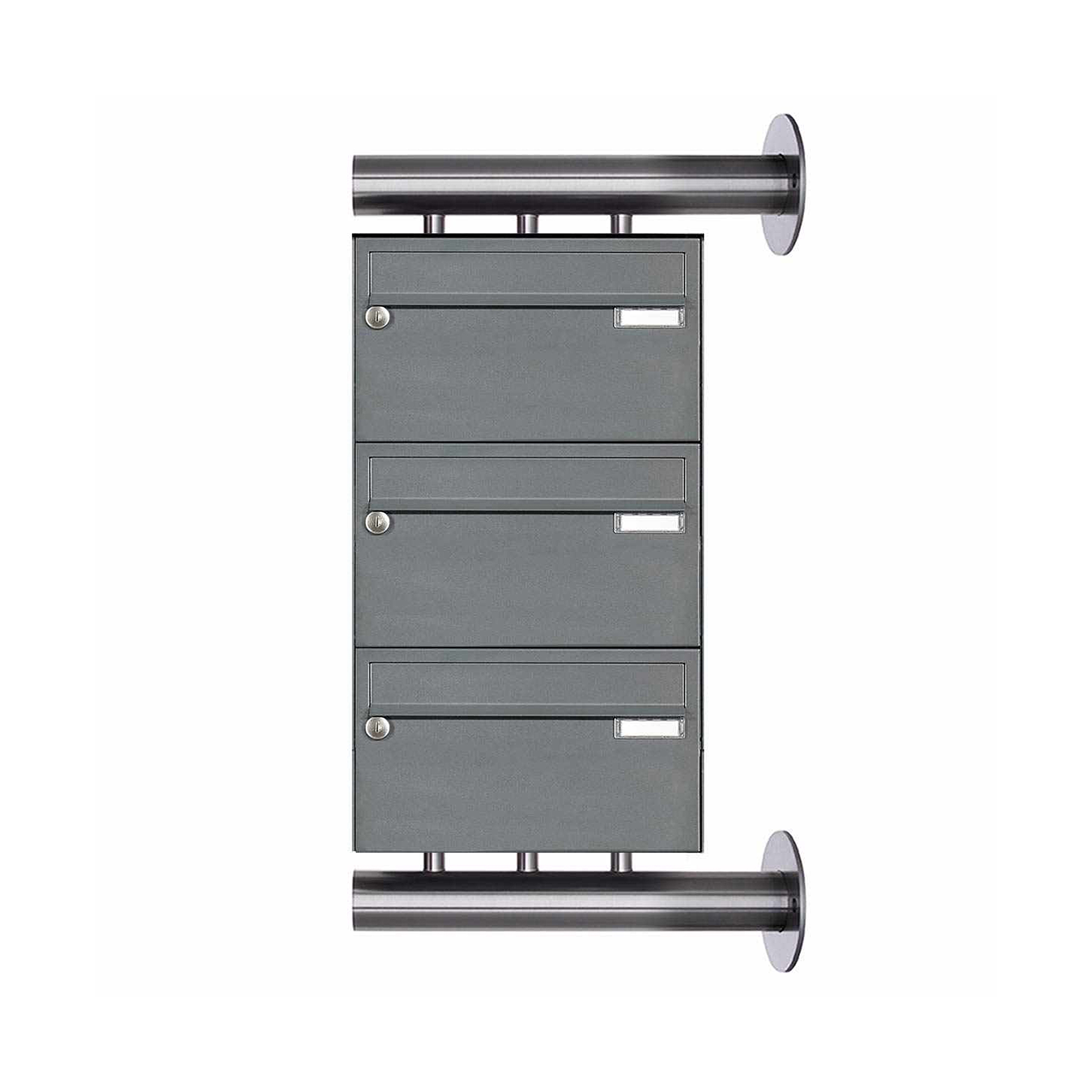 Display product 3-piece stainless steel letterbox system Design BASIC Plus 385XW220 for side wall mounting - RAL colour from manufacturer Briefkasten Manufaktur