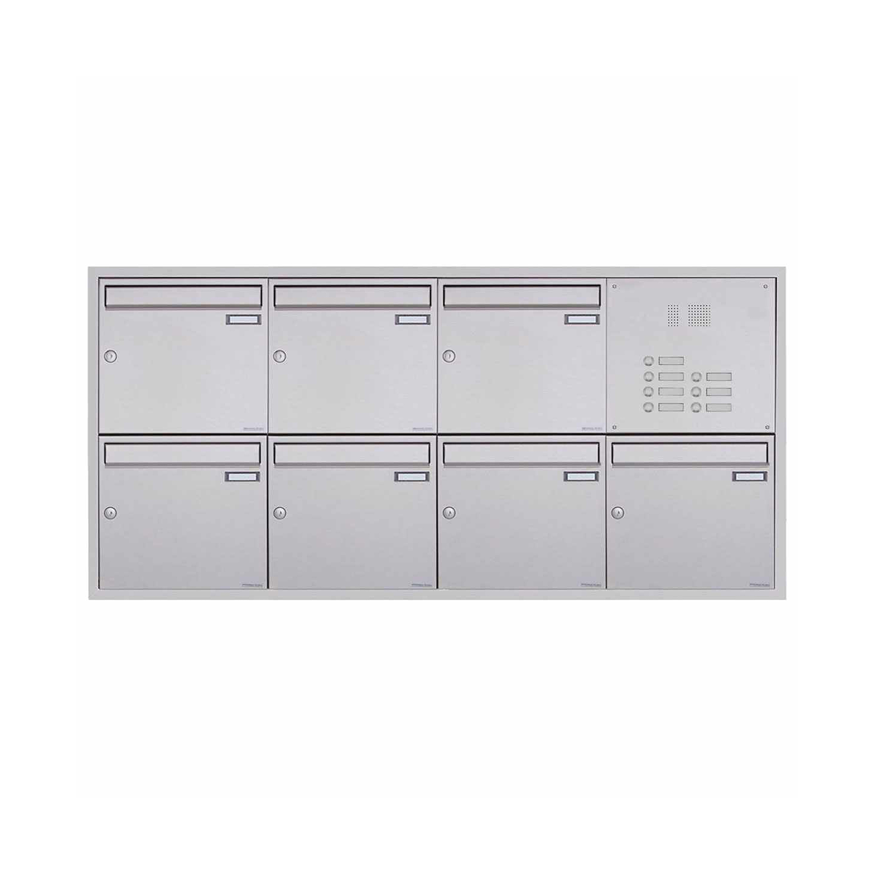 Display product 7er 4x2 flush-mounted letterbox BASIC Plus 382XU UP - polished stainless steel - individual right 100mm depth from manufacturer Briefkasten Manufaktur