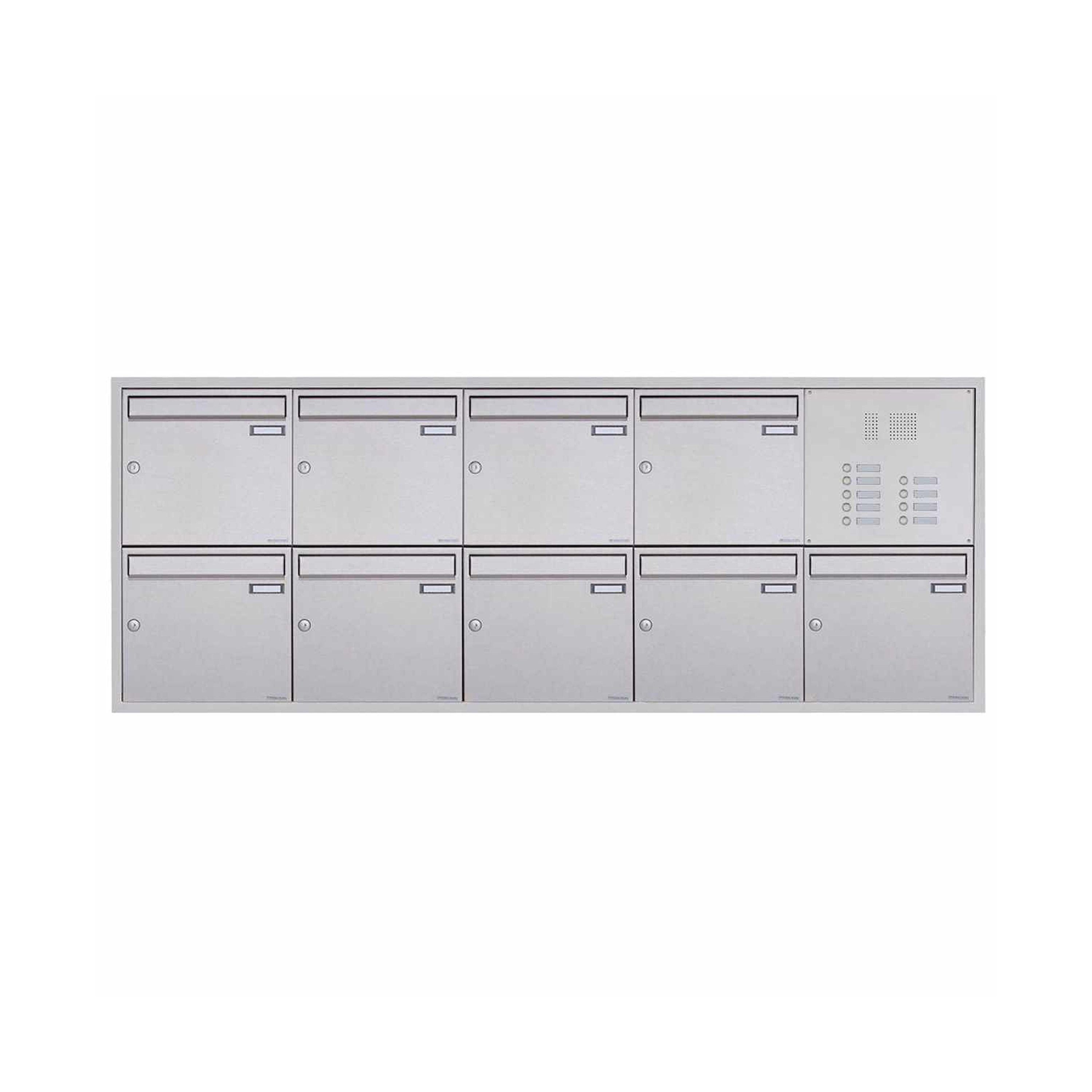 Display product 9er 5x2 flush-mounted letterbox BASIC Plus 382XU UP - polished stainless steel - individual right 100mm depth from manufacturer Briefkasten Manufaktur