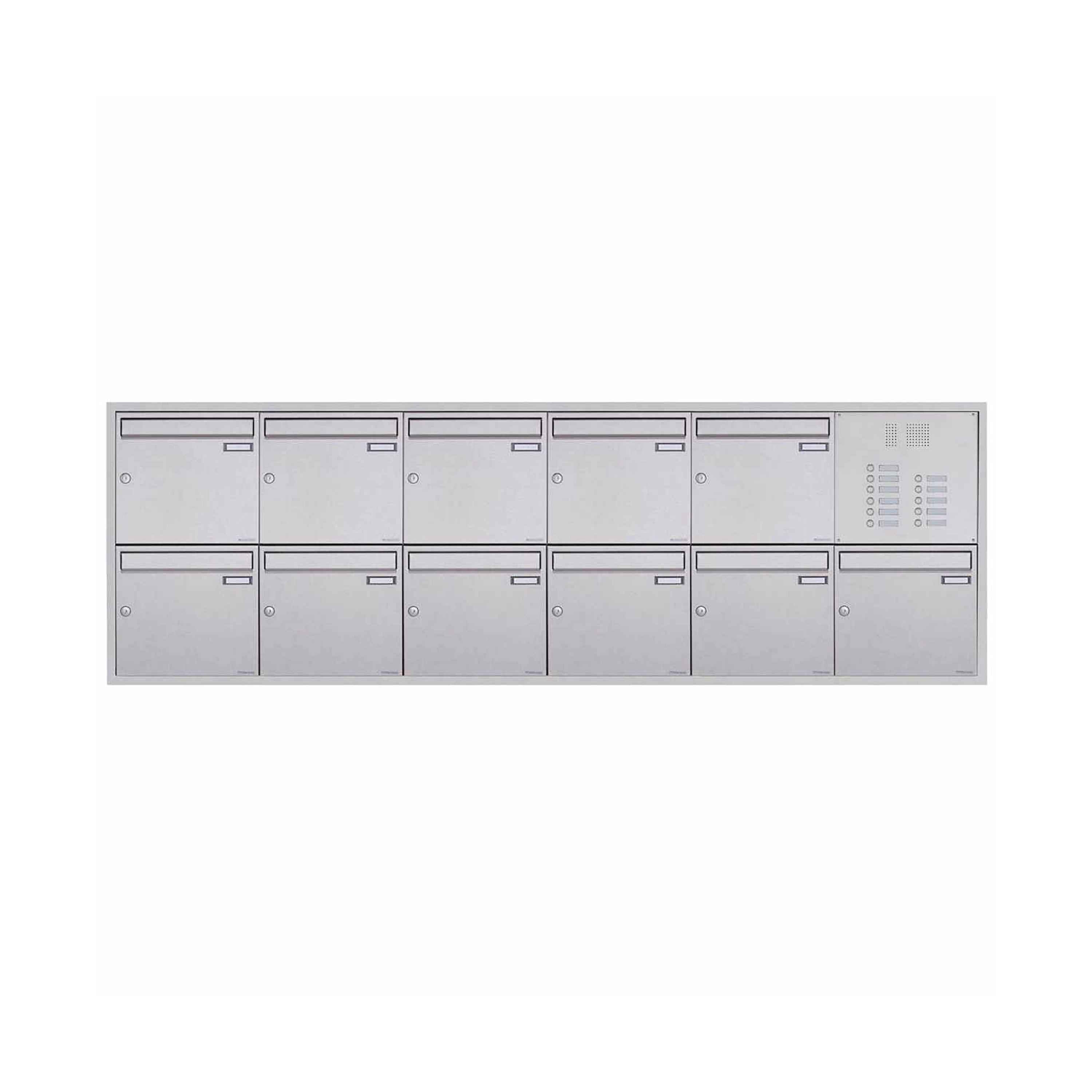 Vertoon produk 11er 6x2 flush-mounted letterbox BASIC Plus 382XU UP - polished stainless steel - customised right 100mm depth van vervaardiger Briefkasten Manufaktur