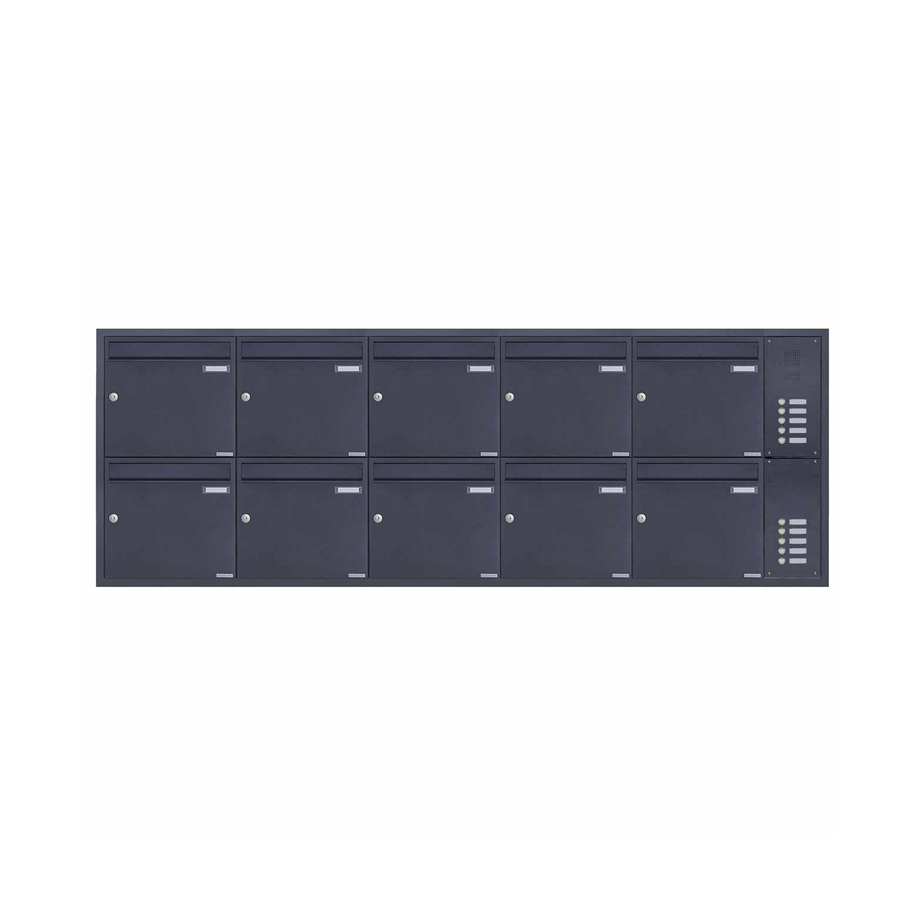 Display product 10pcs stainless steel flush-mounted letterbox system BASIC Plus 382XU UP with bell box on the side - RAL right 100mm depth from manufacturer Briefkasten Manufaktur