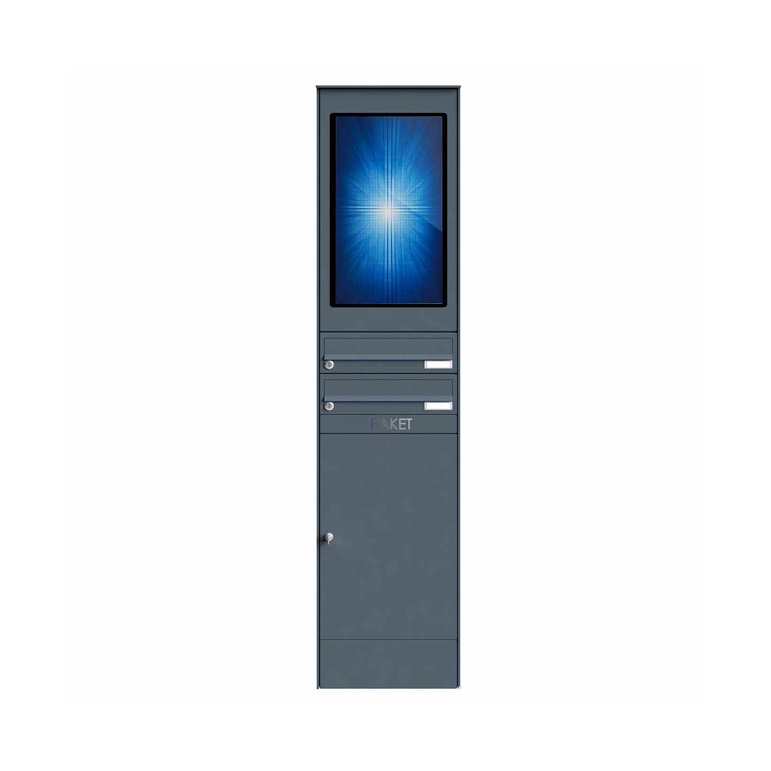 Afficher le produit Colonne 2 boîtes aux lettres BASIC Plus 864X - casier à paquets 550x370 - 21,5&quot ; écran tactile - couleur RAL du fabricant Briefkasten Manufaktur