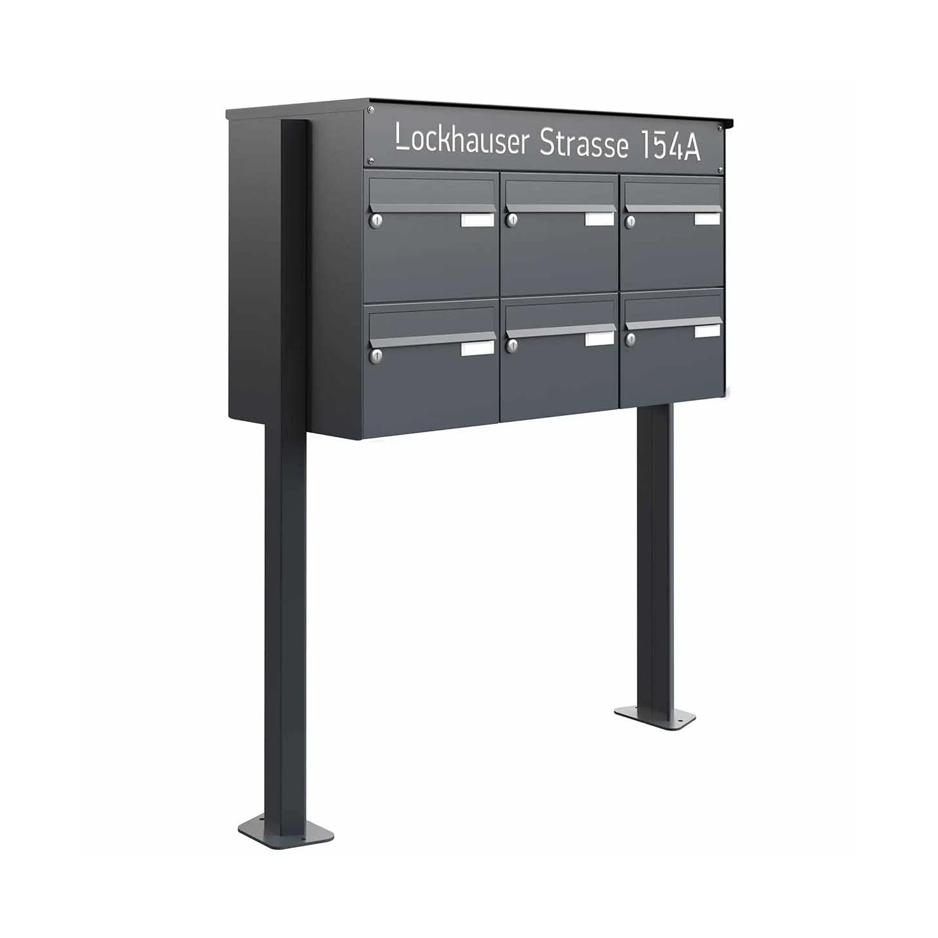 Briefkasten Manufaktur - 6 x 3x2 cassette per le lettere a libera installazione Design BASIC Plus 385XP ST-T - scritte a LED - colore RAL