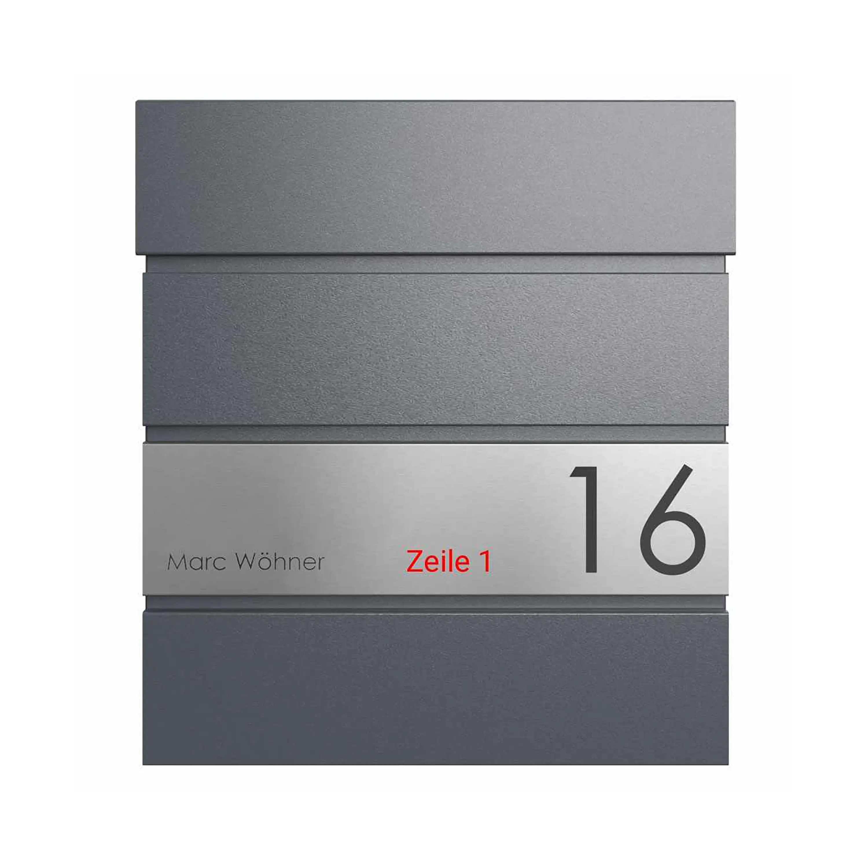 Briefkasten Manufaktur - Cassetta per le lettere KANT Edition con scomparto per giornali - Elegance 1 design - DB 703 grigio metallizzato