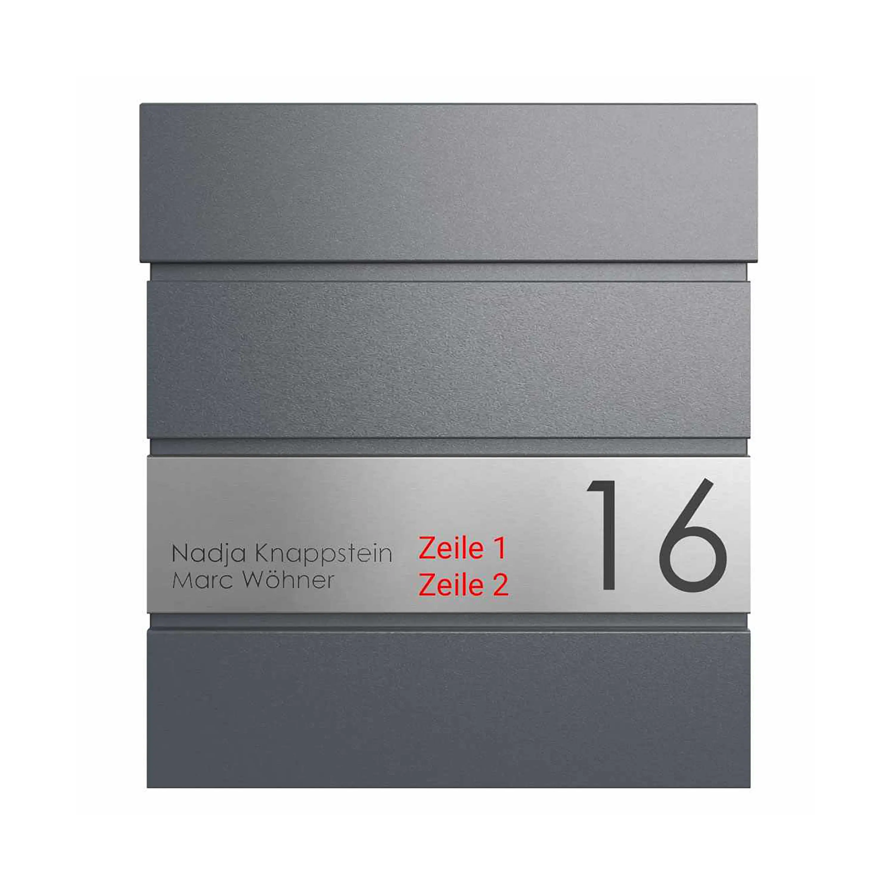 Briefkasten Manufaktur - Cassetta per le lettere KANT Edition con scomparto per giornali - Elegance 1 design - DB 703 grigio metallizzato