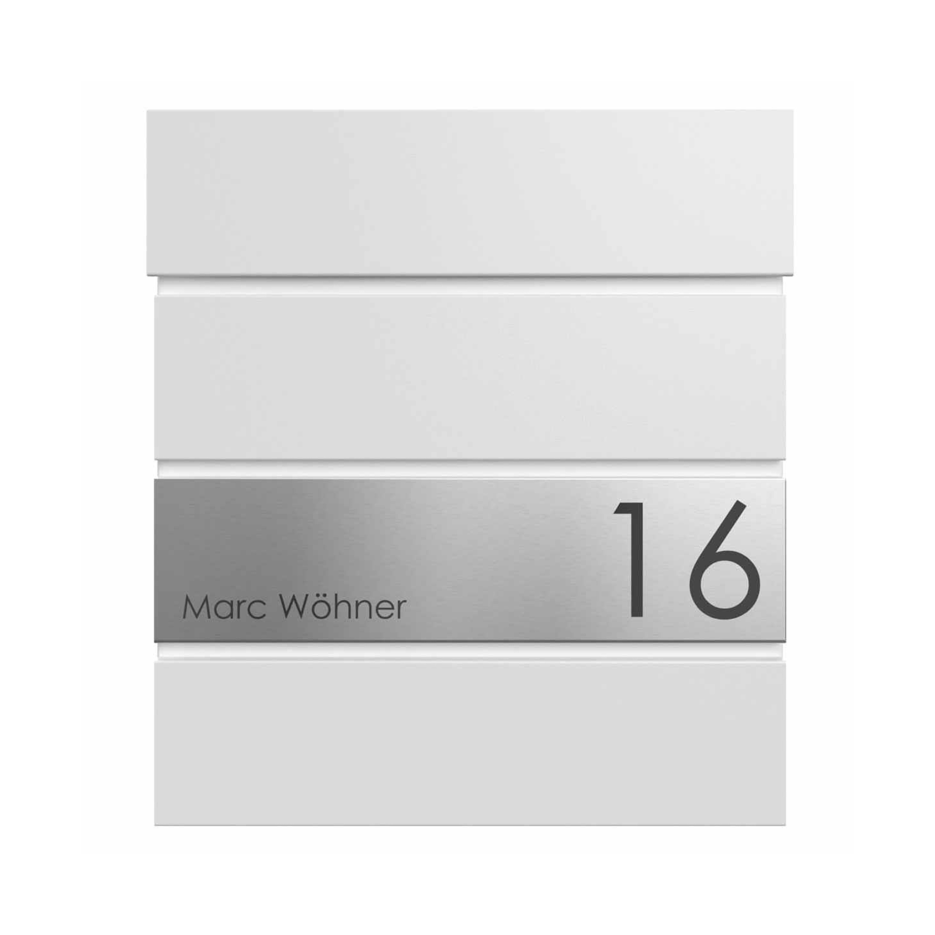 Display product KANT Edition letterbox with newspaper compartment - Elegance 1 design - RAL 9016 traffic white; from manufacturer Briefkasten Manufaktur