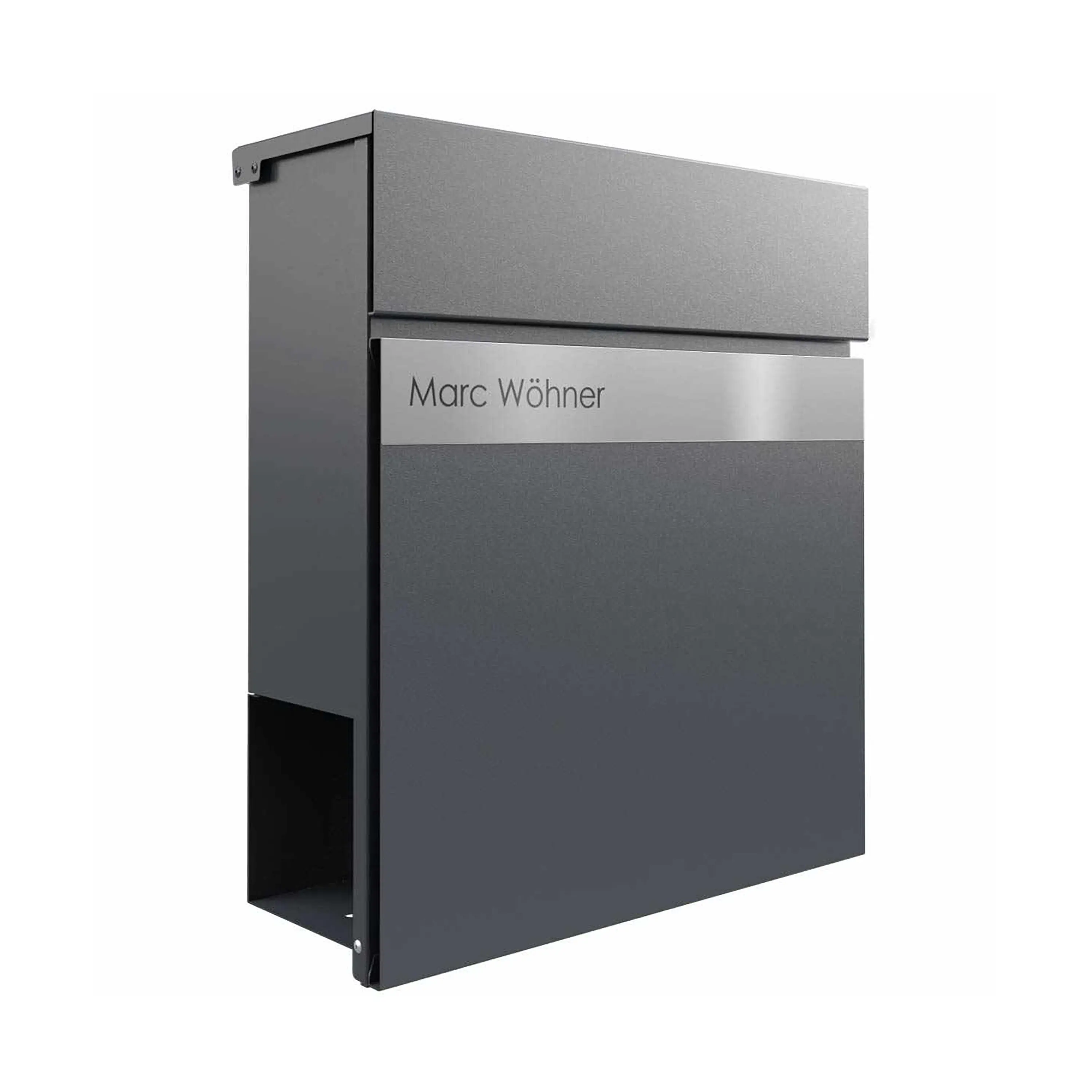Briefkasten Manufaktur - KANT Edition letterbox with newspaper compartment - Elegance 2 design - RAL 7016 anthracite grey