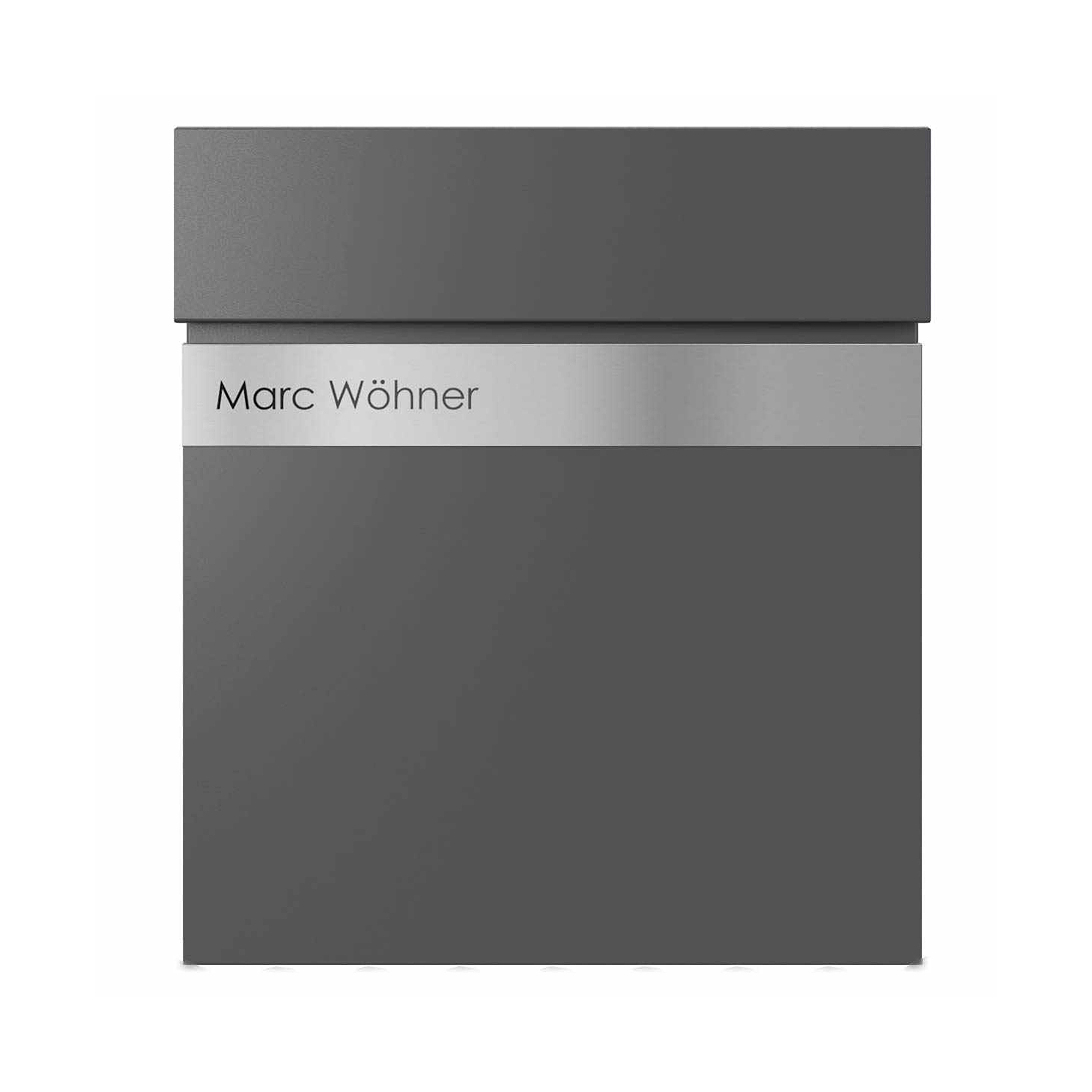 Display product KANT Edition letterbox with newspaper compartment - Elegance 2 design - DB 703 metallic grey from manufacturer Briefkasten Manufaktur