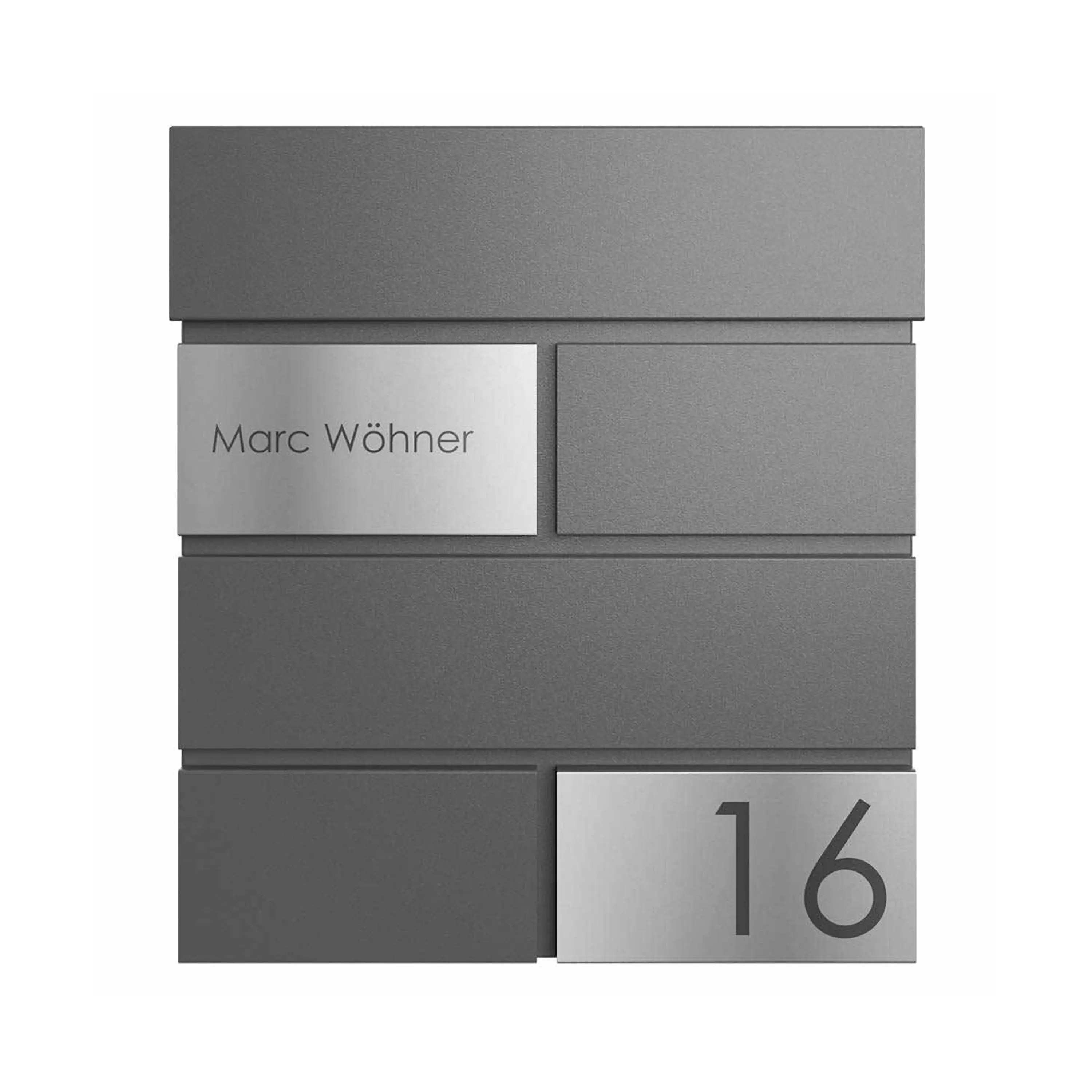 Briefkasten Manufaktur - KANT Edition letterbox with newspaper compartment - Elegance 3 design - DB 703 metallic grey