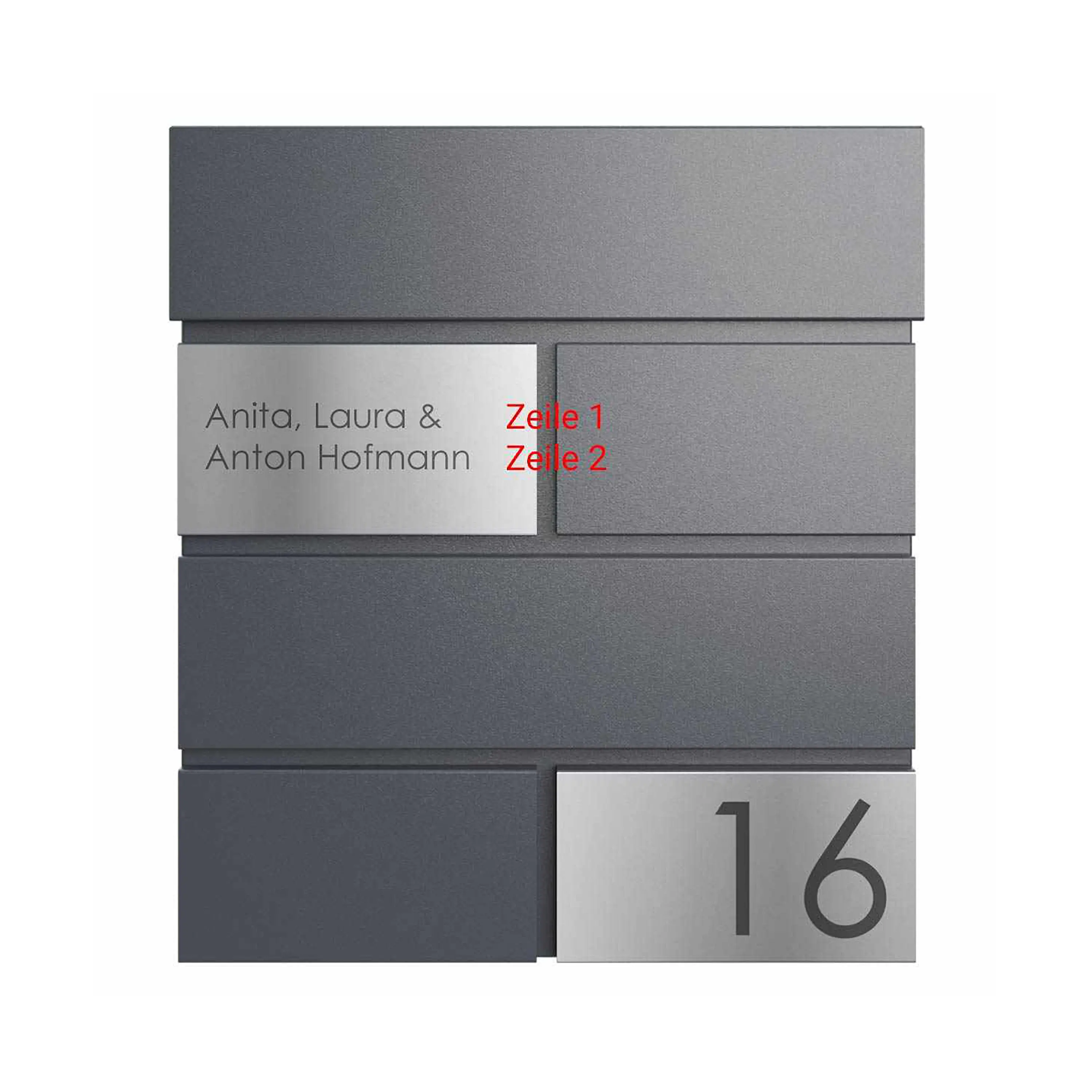 Briefkasten Manufaktur - KANT Edition letterbox with newspaper compartment - Elegance 3 design - DB 703 metallic grey