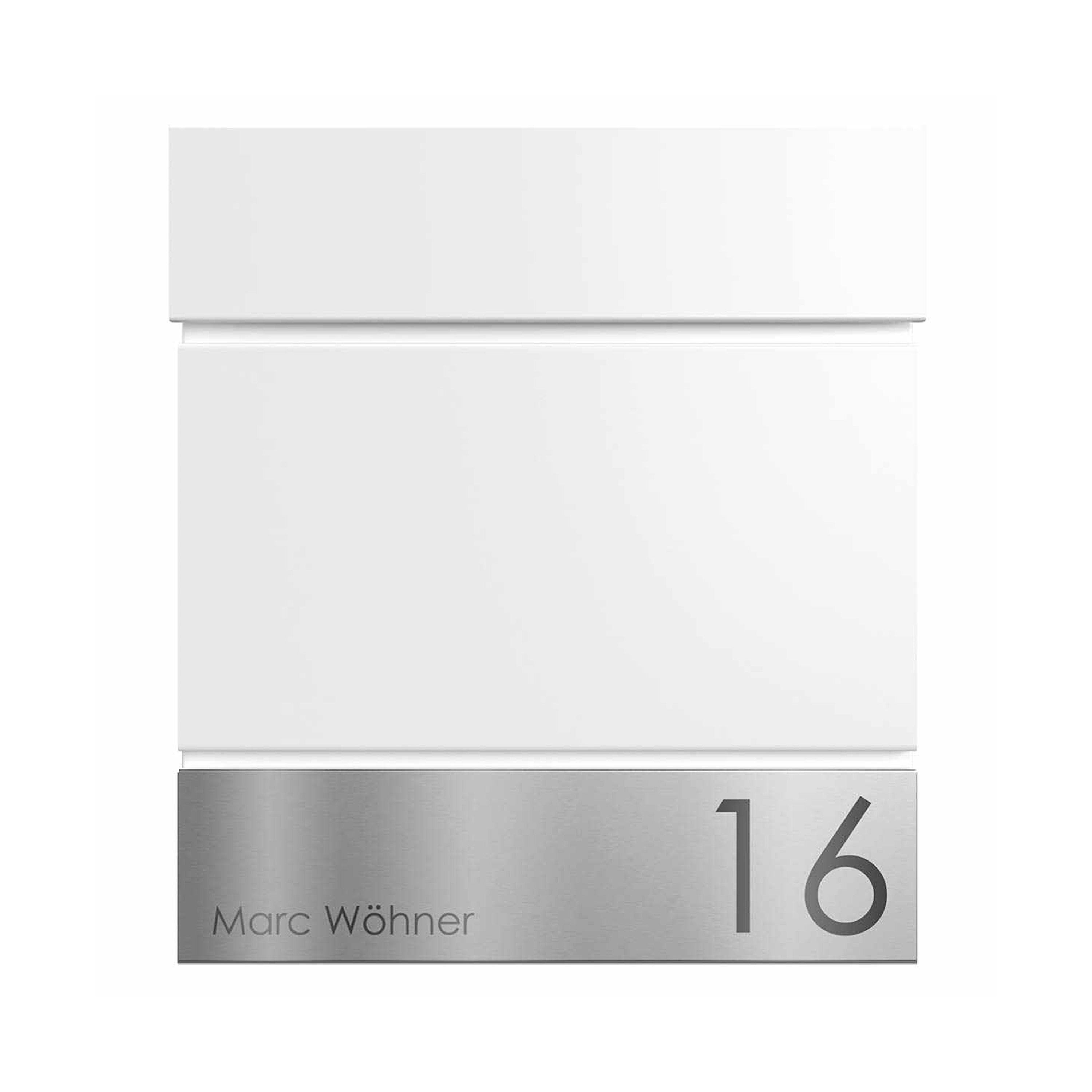 Display product KANT Edition letterbox with newspaper compartment - Elegance 4 design - RAL 9016 traffic white from manufacturer Briefkasten Manufaktur