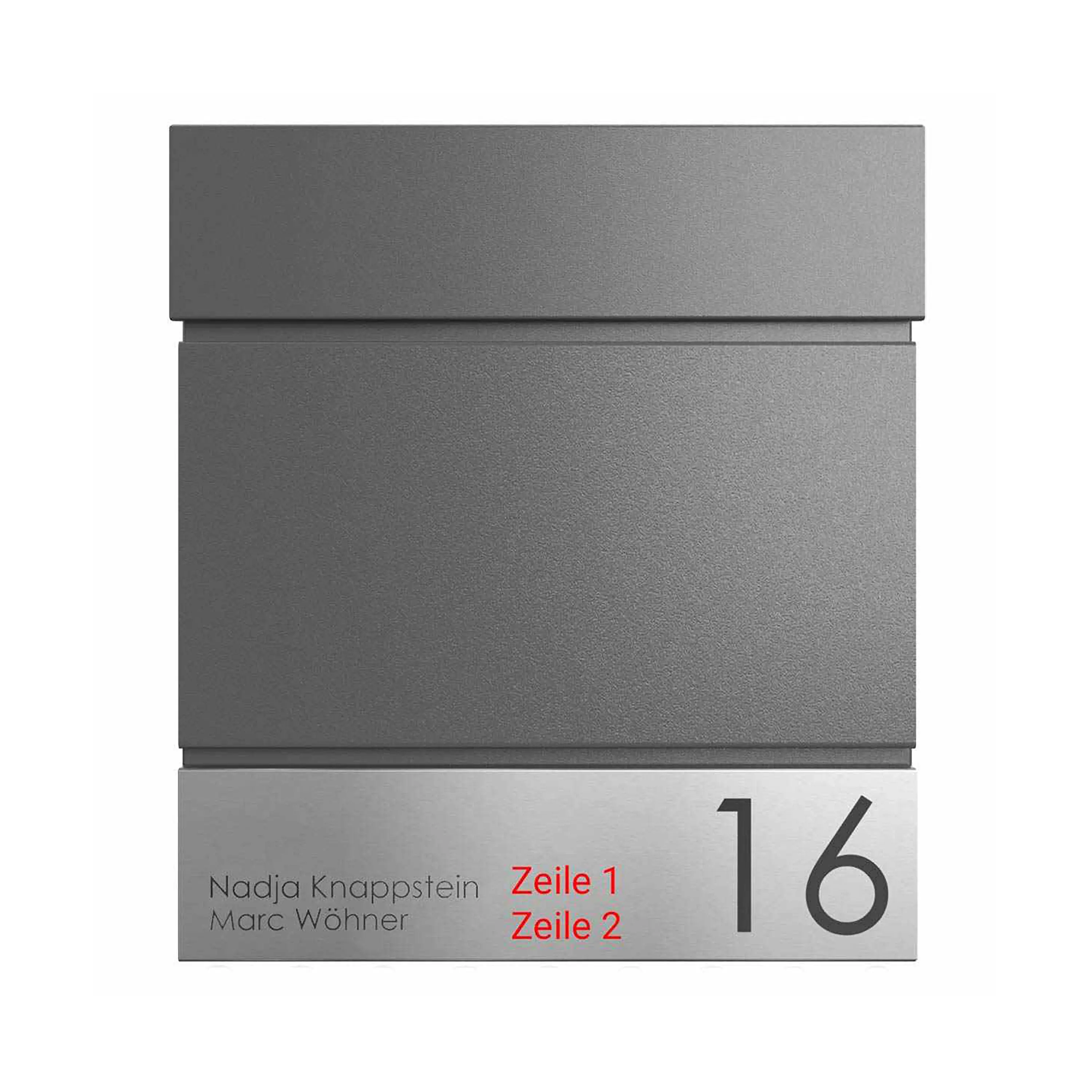 Briefkasten Manufaktur - KANT Edition letterbox with newspaper compartment - Elegance 4 design - DB 703 metallic grey