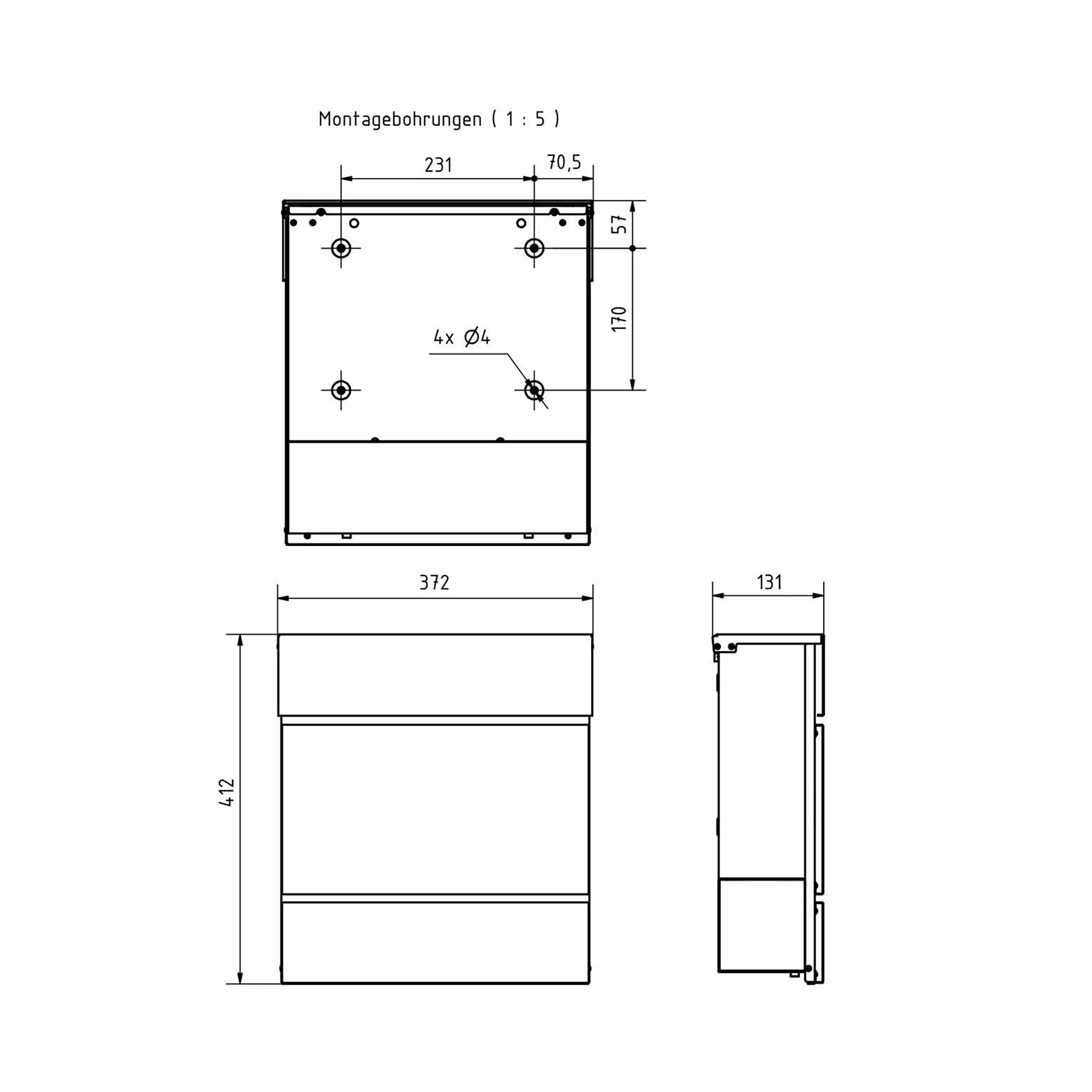Briefkasten Manufaktur - KANT Edition letterbox with newspaper compartment - Elegance 4 design - DB 703 metallic grey