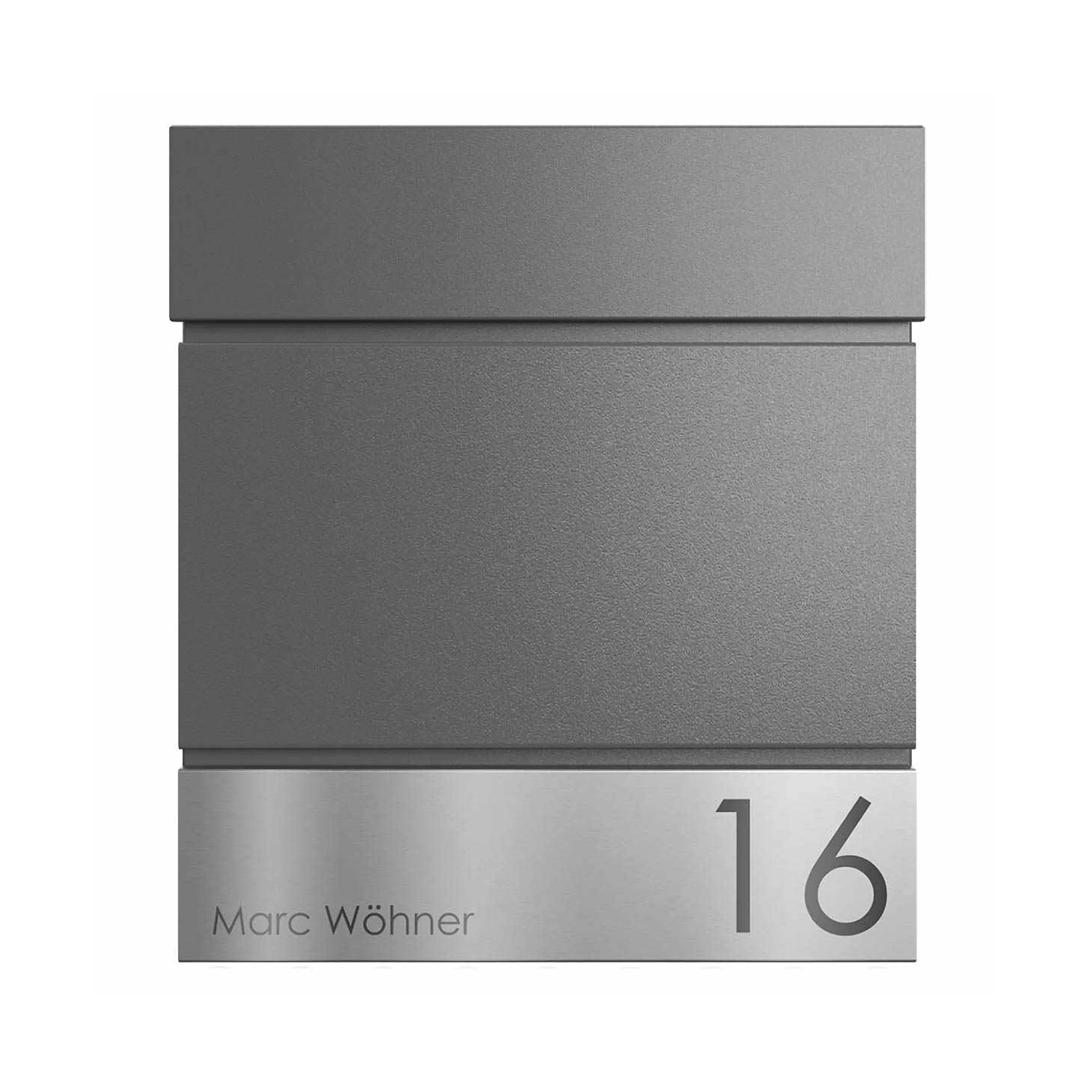 Briefkasten Manufaktur - KANT Edition letterbox with newspaper compartment - Elegance 4 design - DB 703 metallic grey