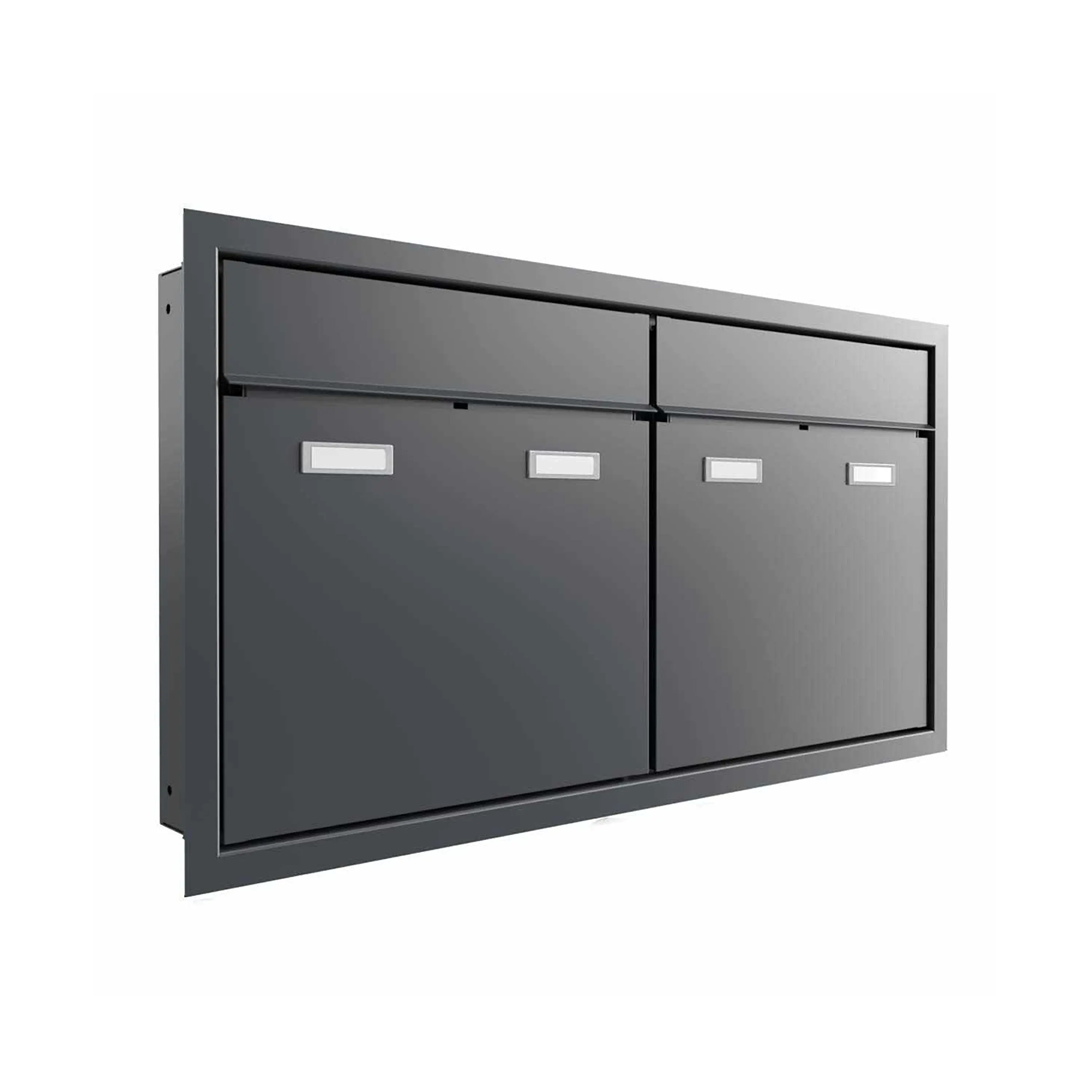Briefkasten Manufaktur - 2-unit 2x1 design flush-mounted letterbox system GOETHE UP - RAL of your choice