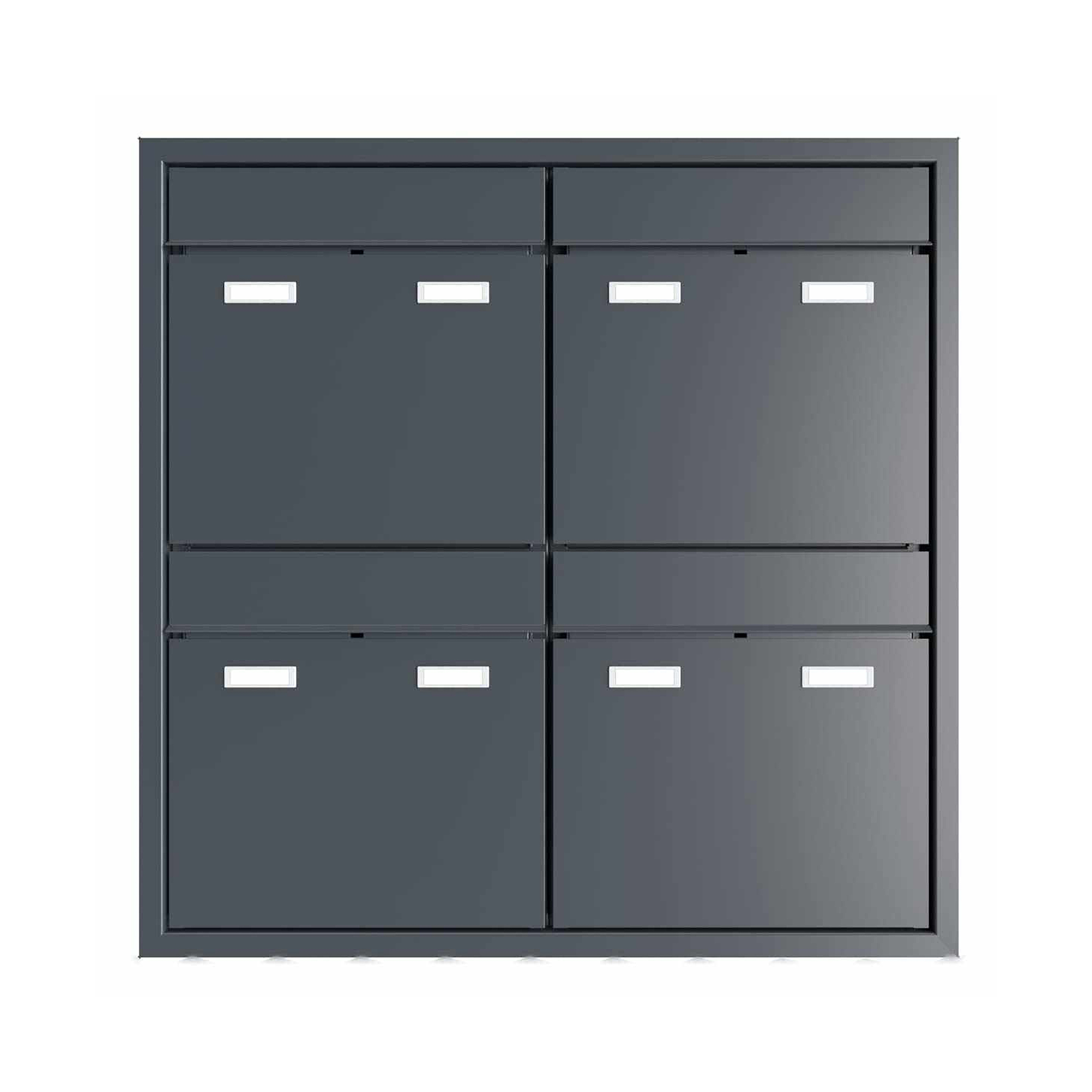 Display product 4pcs 2x2 Design flush-mounted letterbox system GOETHE UP - RAL of your choice from manufacturer Briefkasten Manufaktur