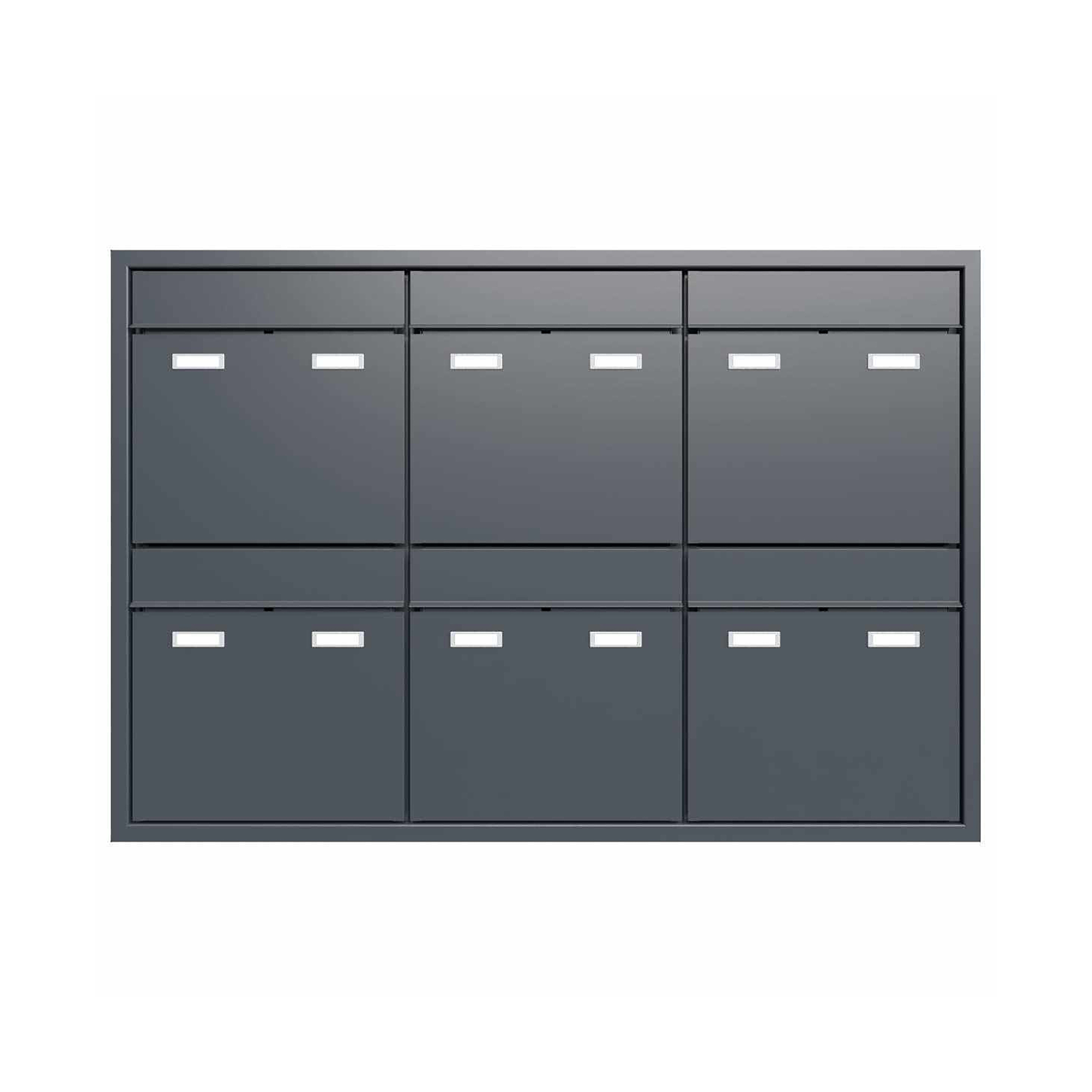 Display product 6er 3x2 Design flush-mounted letterbox system GOETHE UP - RAL at choice from manufacturer Briefkasten Manufaktur