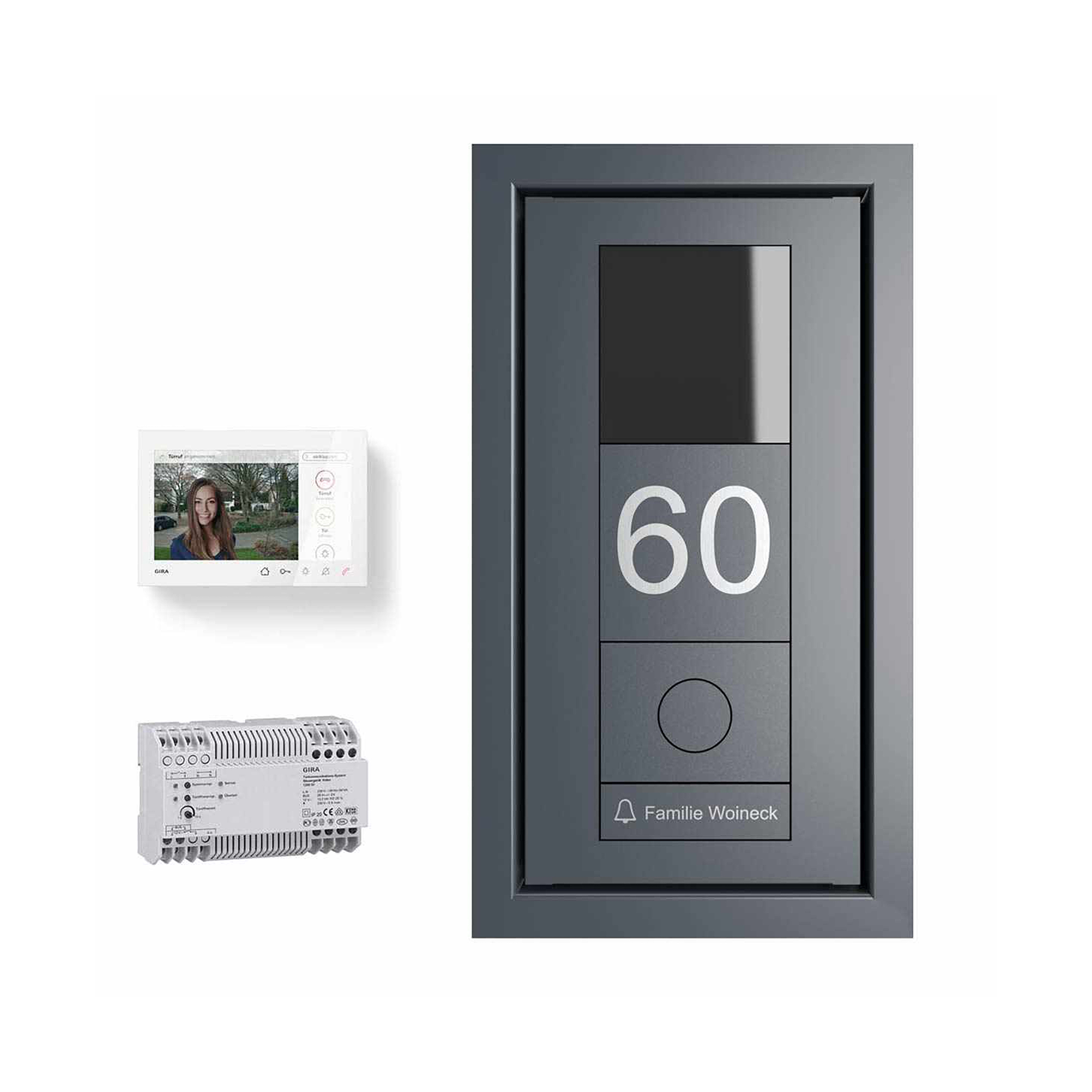 Display product Design flush-mounted door station GOETHE UP with GIRA System 106 - VIDEO complete set - RAL as desired from manufacturer Briefkasten Manufaktur