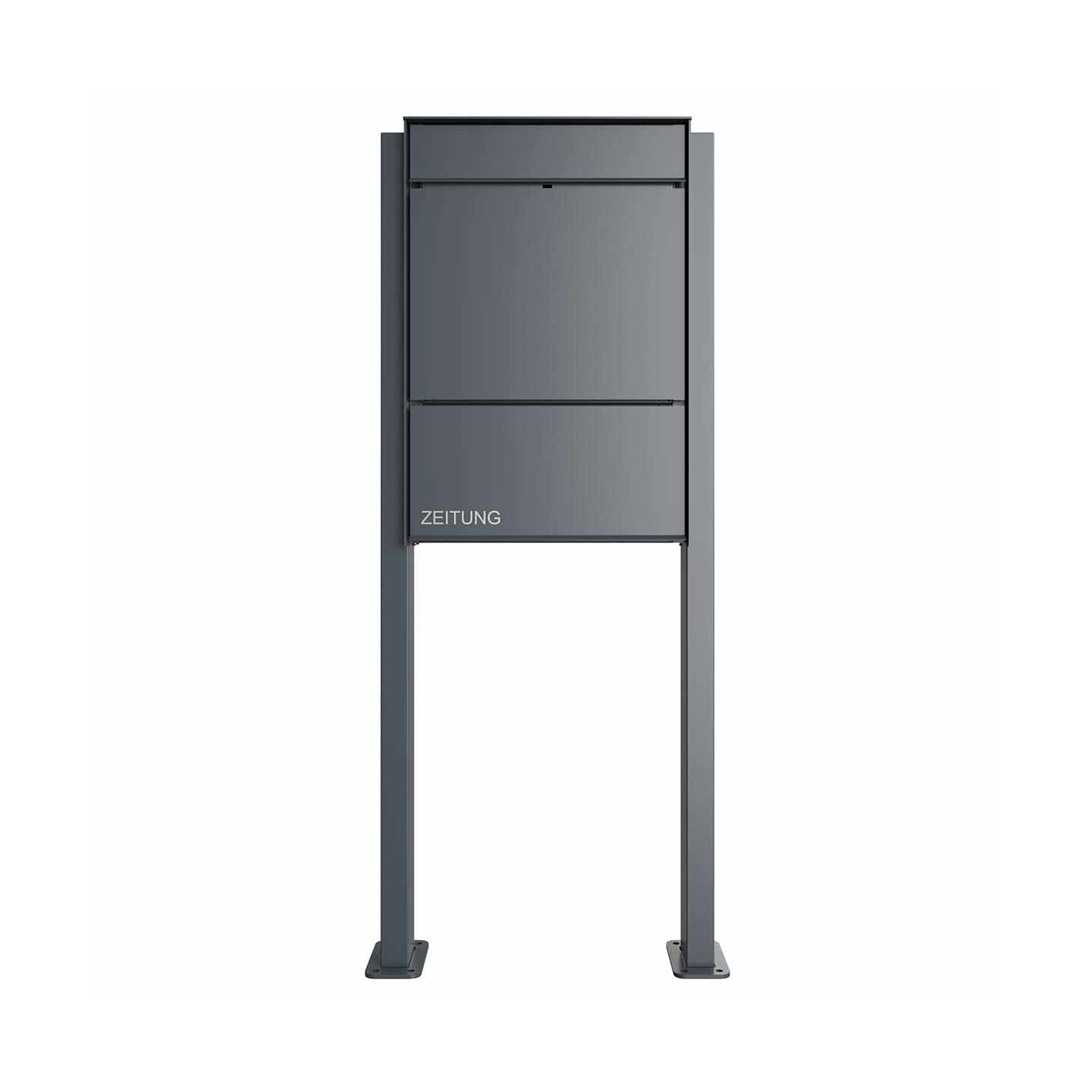 Display product Design Pedestal Mailbox GOETHE ST-Q with newspaper compartment - RAL of your choice from manufacturer Briefkasten Manufaktur