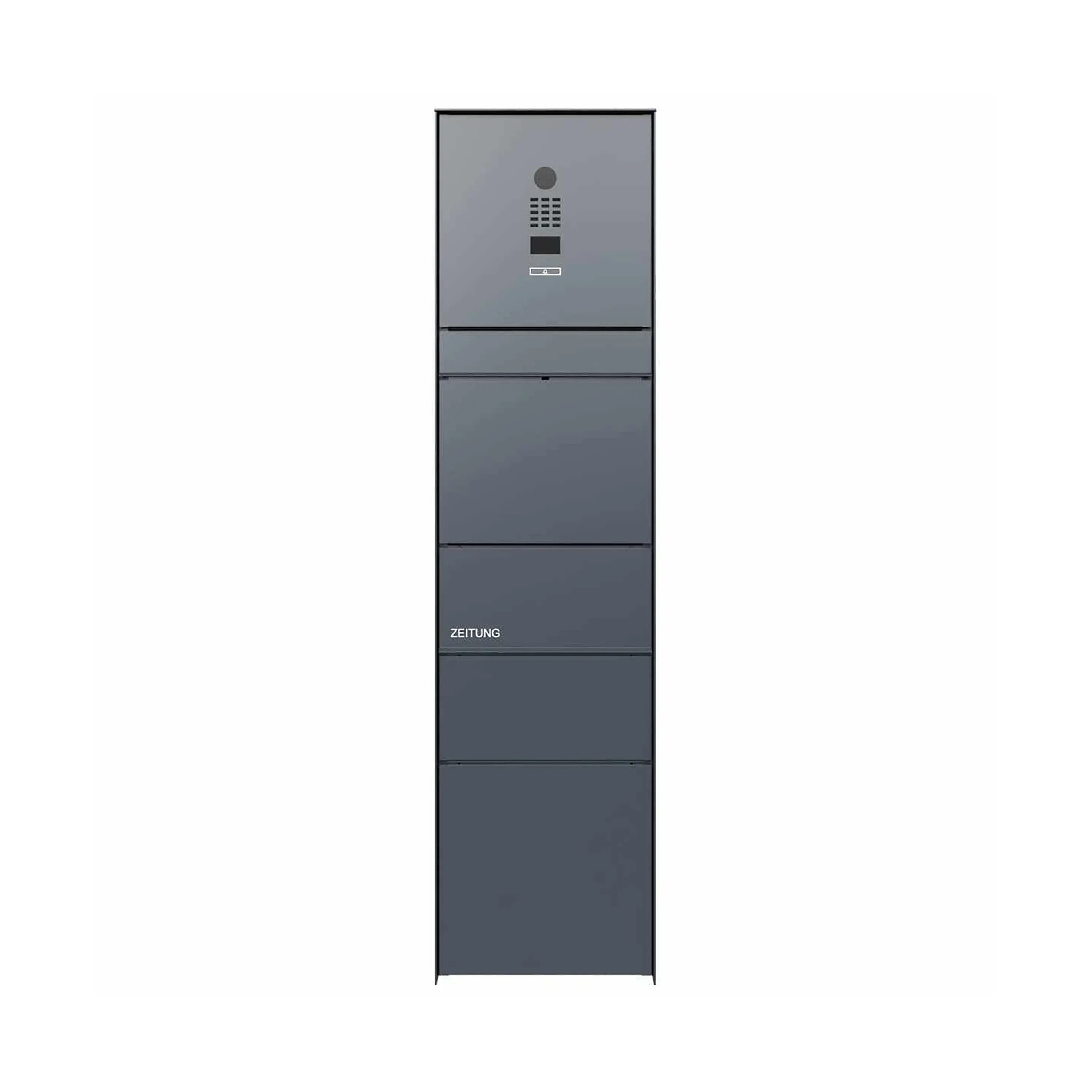 Briefkasten Manufaktur - Design mailbox pedestal GOETHE with newspaper compartment - RAL colour of your choice - DoorBird video intercom system
